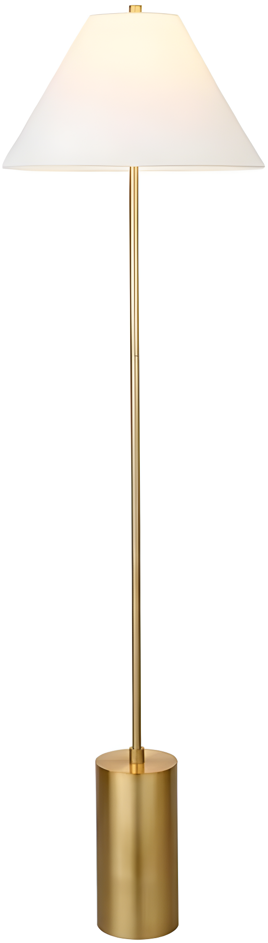 Evelyn&Zoe Somerset 64" Tall Floor Lamp with Empire Fabric Shade, Brass/White