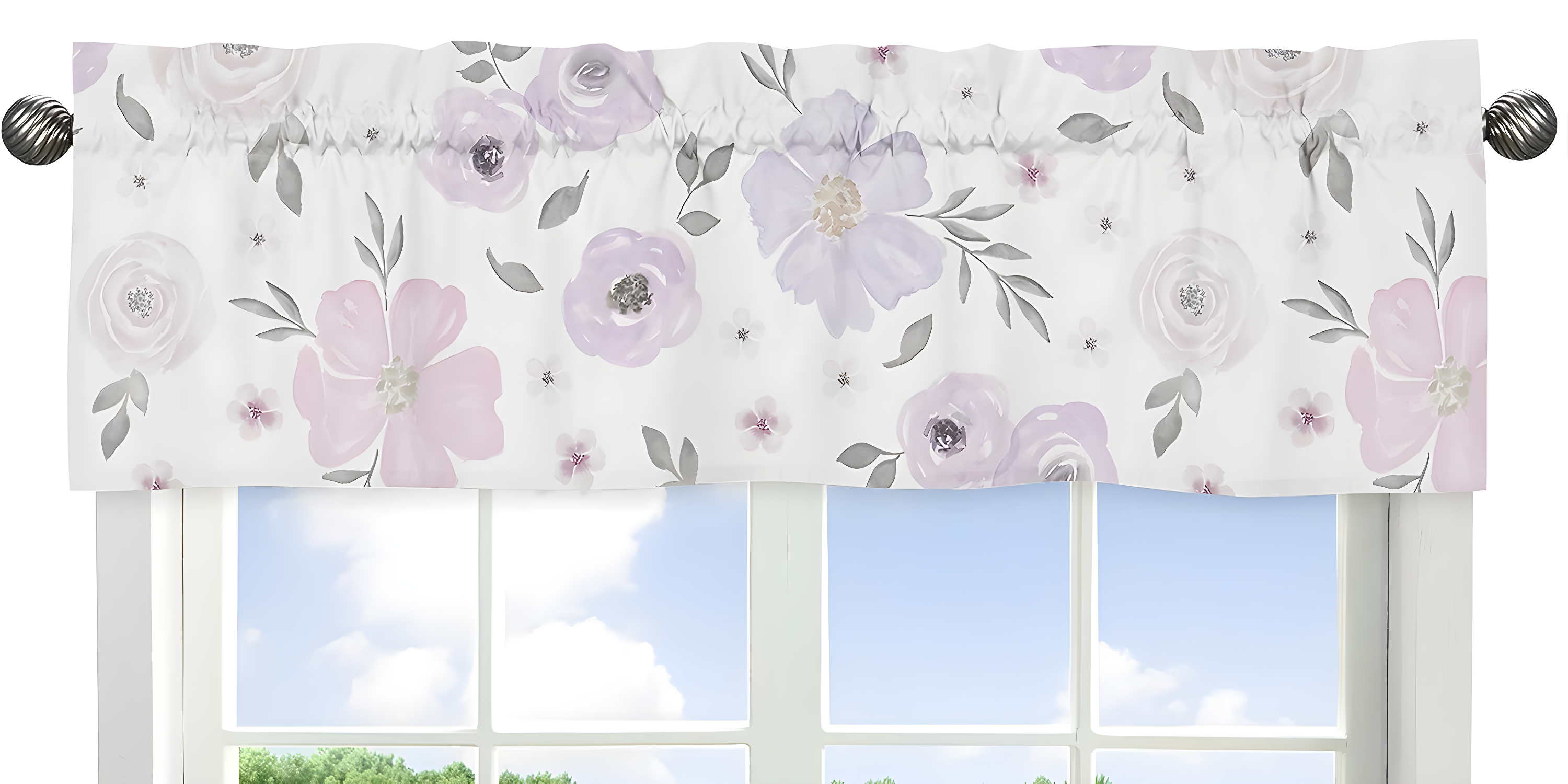 Floral Tailored 54'' Window Valance