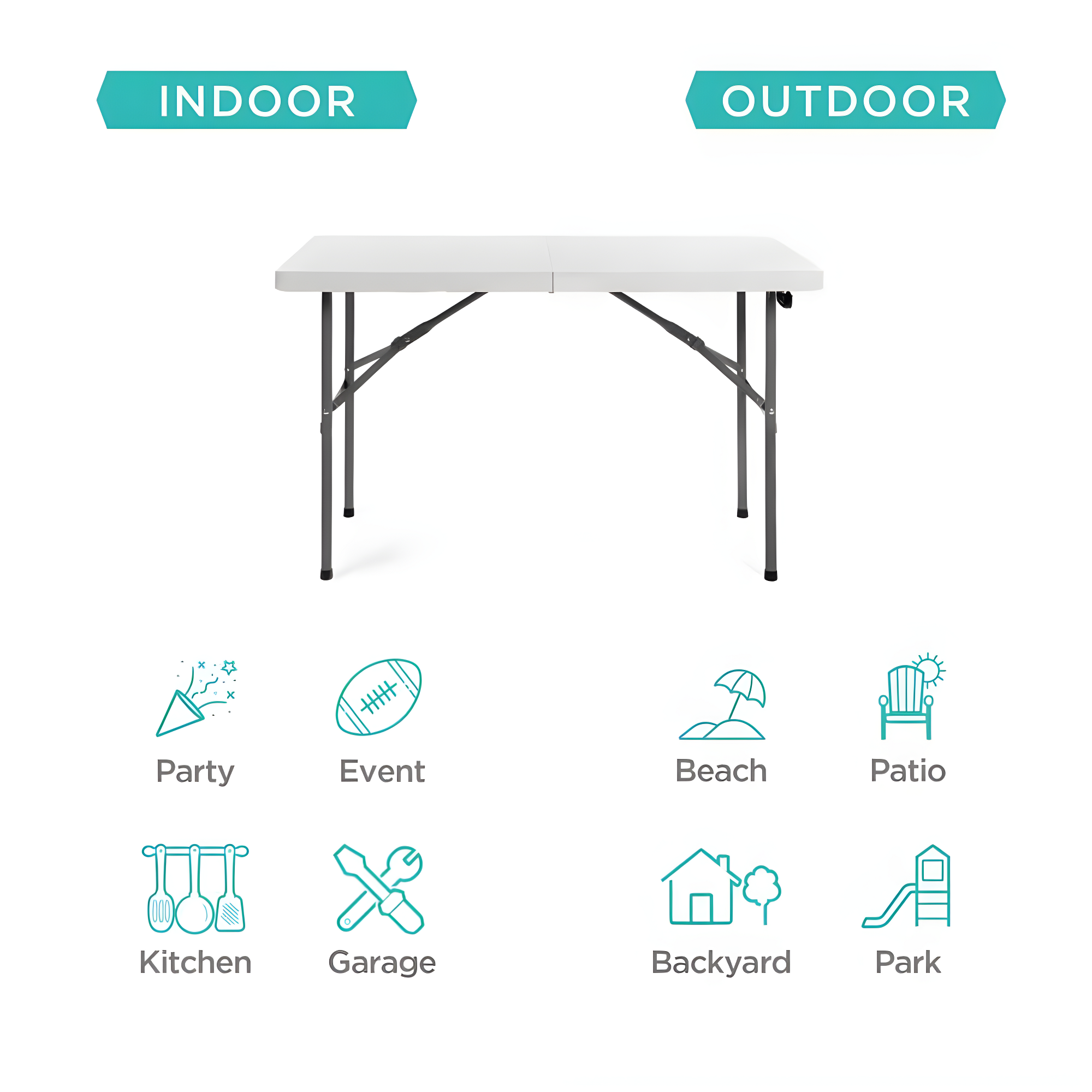 Best Choice Products Plastic Folding Table, Indoor Outdoor Heavy Duty Portable w/ Handle, Lock for Picnic