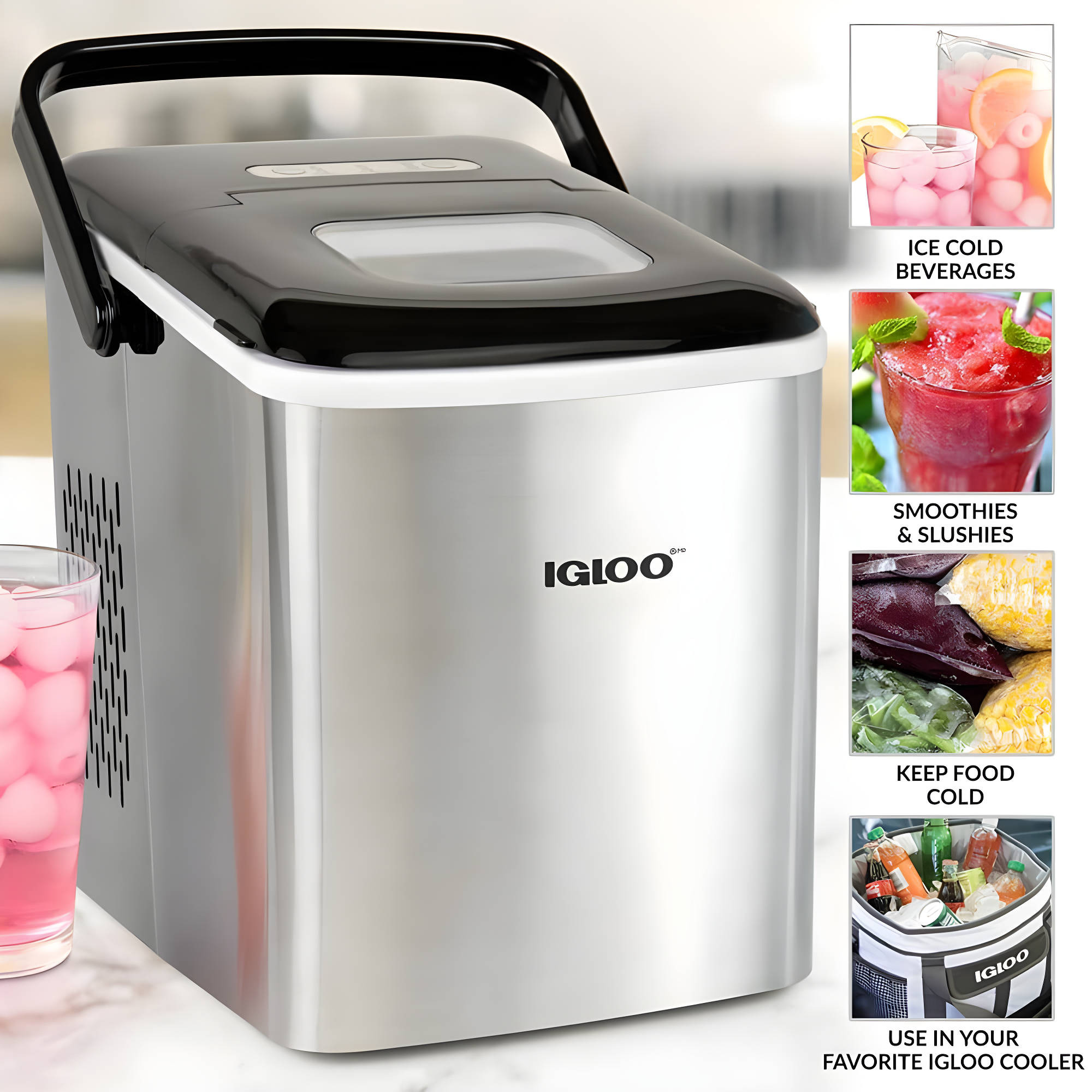 Igloo Igloo 26-Pound Automatic Self-Cleaning Portable Countertop Ice Maker Machine With Handle