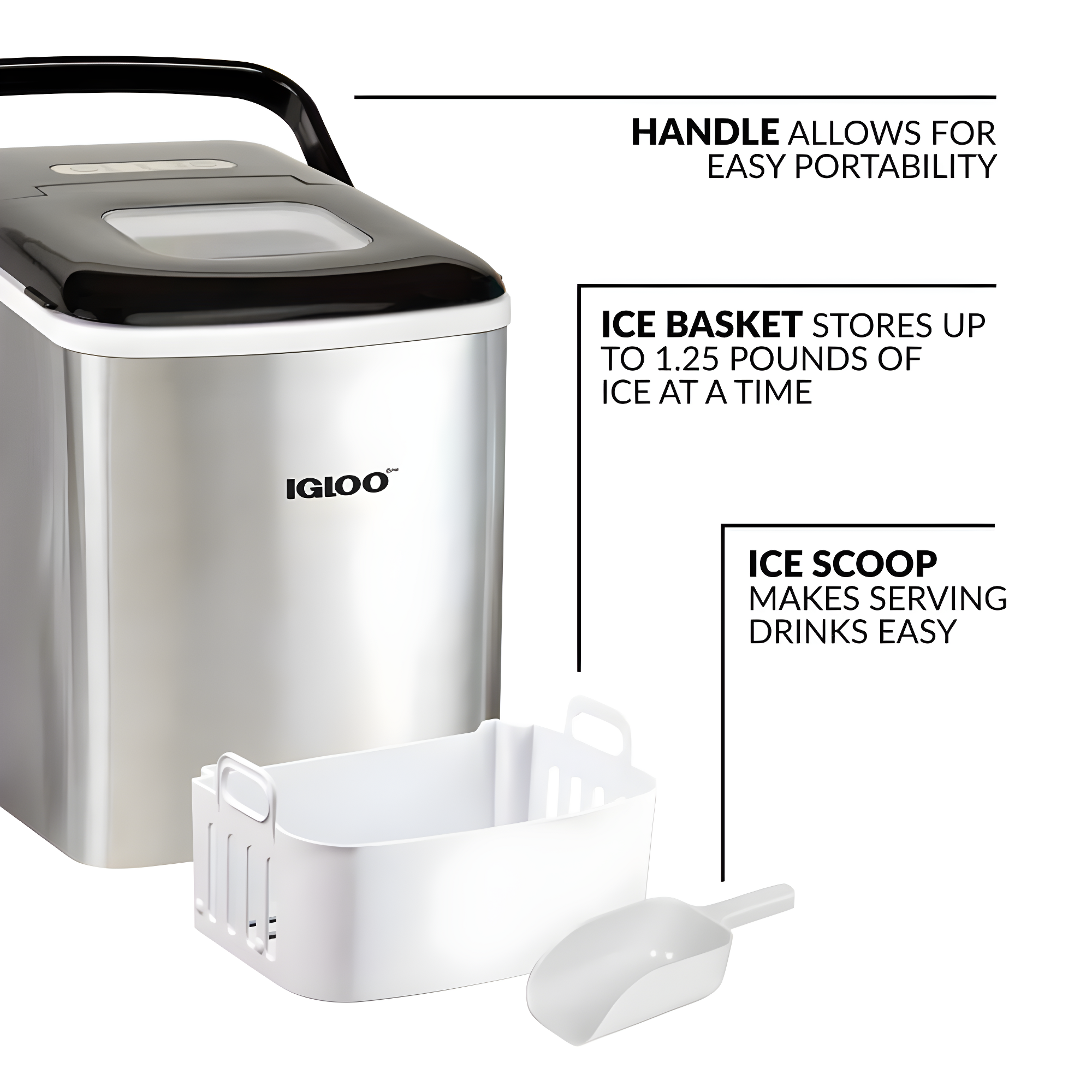 Igloo Igloo 26-Pound Automatic Self-Cleaning Portable Countertop Ice Maker Machine With Handle
