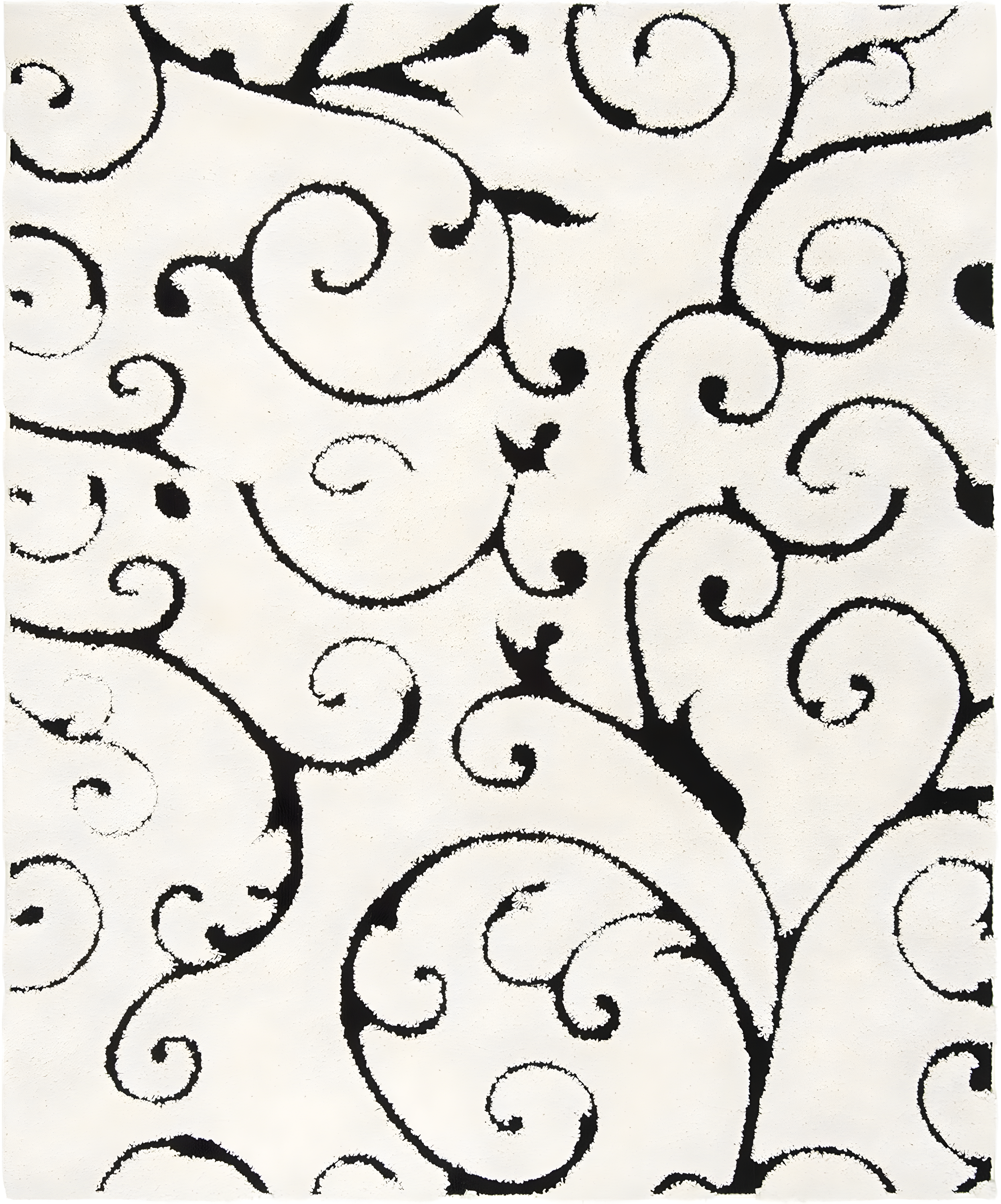 Florida Shag SG455 Power Loomed Area Rug - Ivory/Black - 4'x4' - Safavieh.