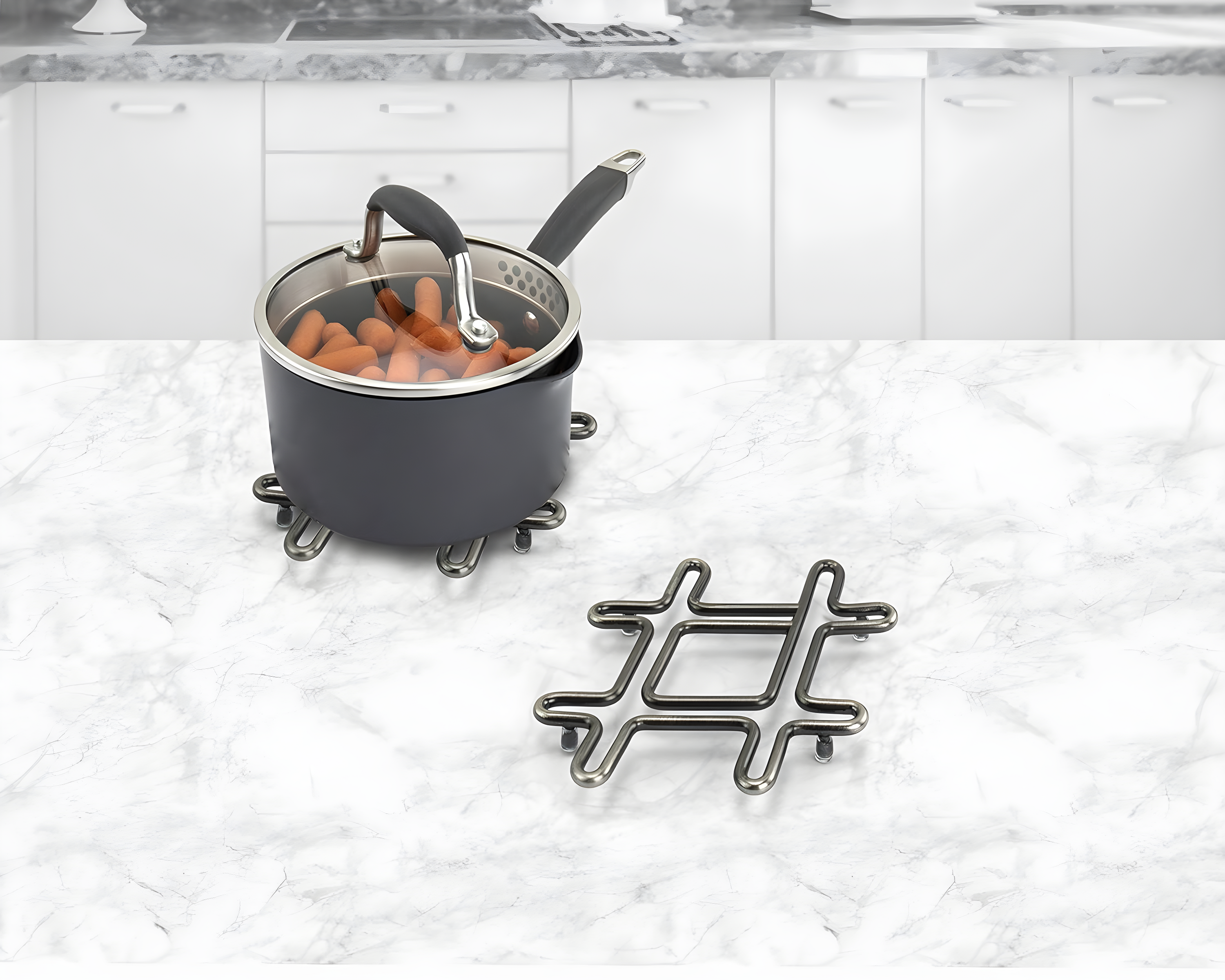 Spectrum Diversified Hashtag Pound Sign Symbol Trivet, Heat-Resistant Steel Dining Table Small Protector, Bold Metal Heat Pad for Modern Kitchen Table, Holds Hot Pots & Cast Iron Cookware Pan