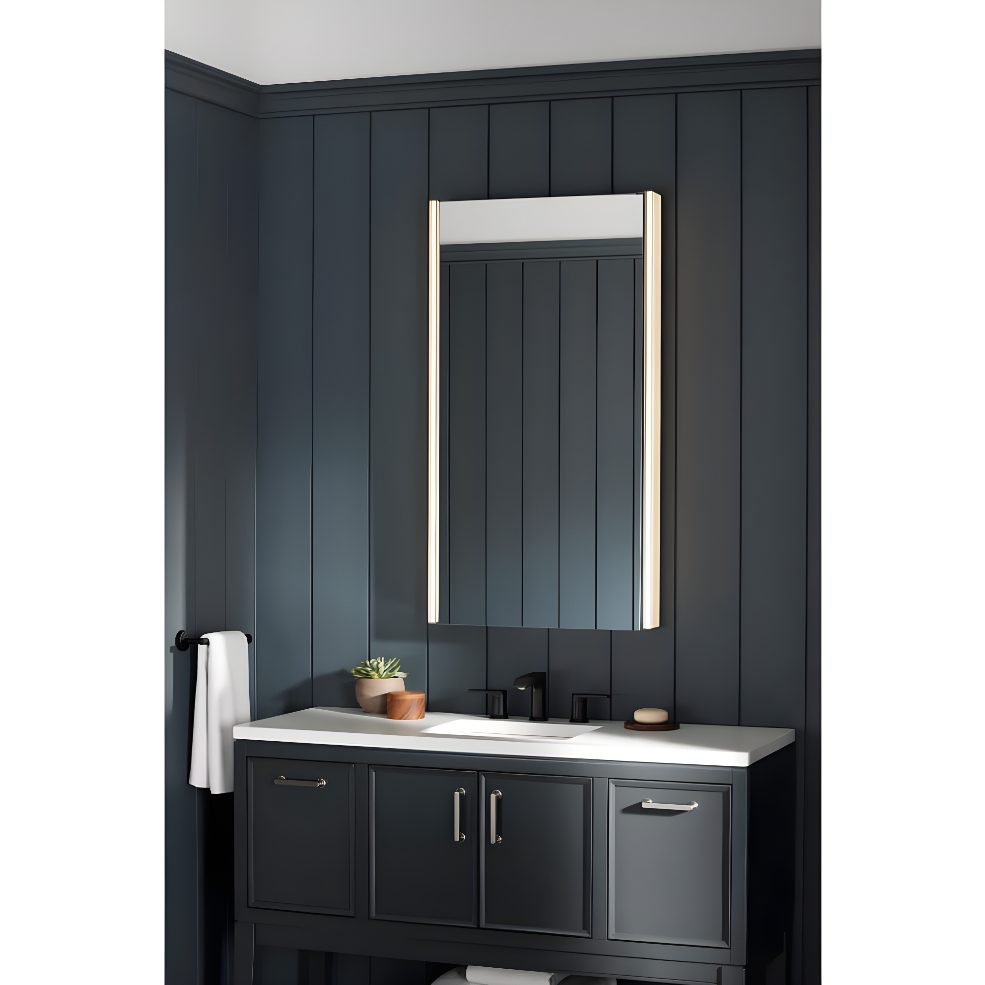 Maxstow Surface Mount Frameless Medicine Cabinet with LED Lighting