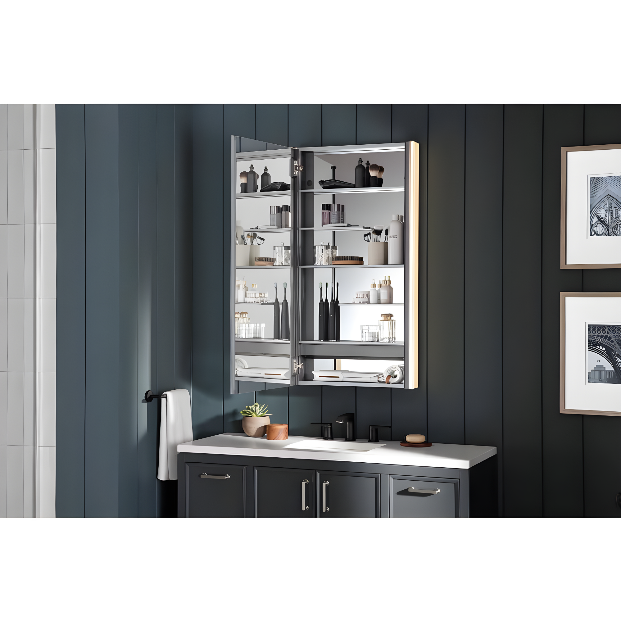 Maxstow Surface Mount Frameless Medicine Cabinet with LED Lighting