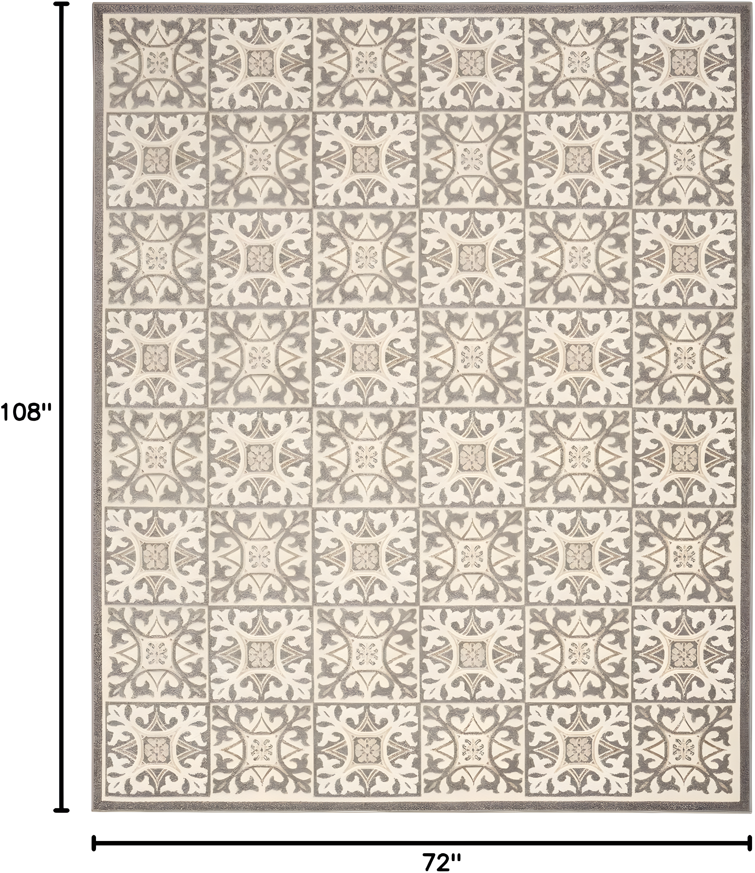 Nourison Aloha Modern Mosaic Flatweave High-Low Indoor Outdoor Area Rug Ivory Grey 6' x 9'