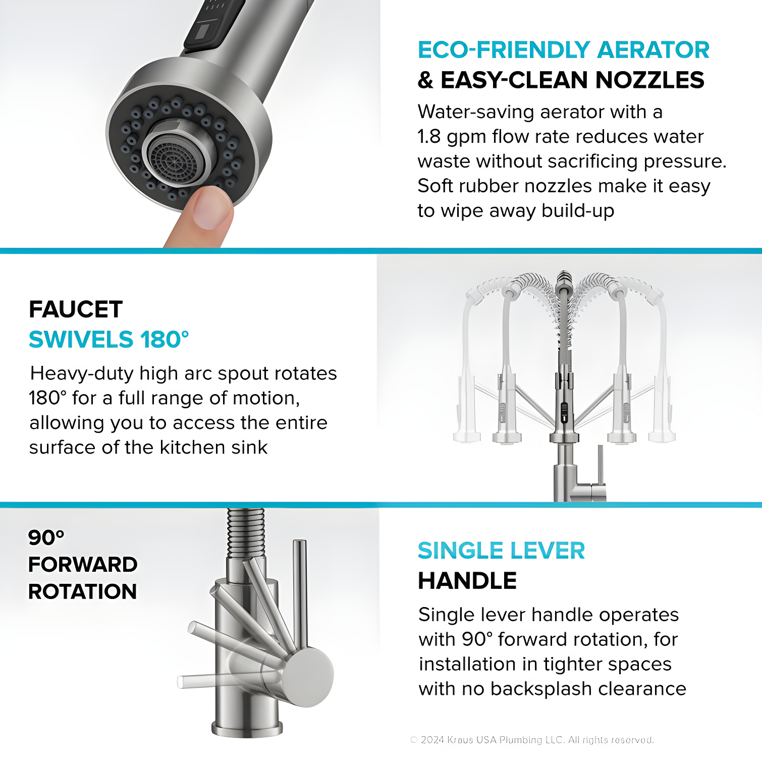 Kraus Bolden Touchless Sensor Commercial Style 2-Function Single Handle Pull-Down Kitchen Faucet