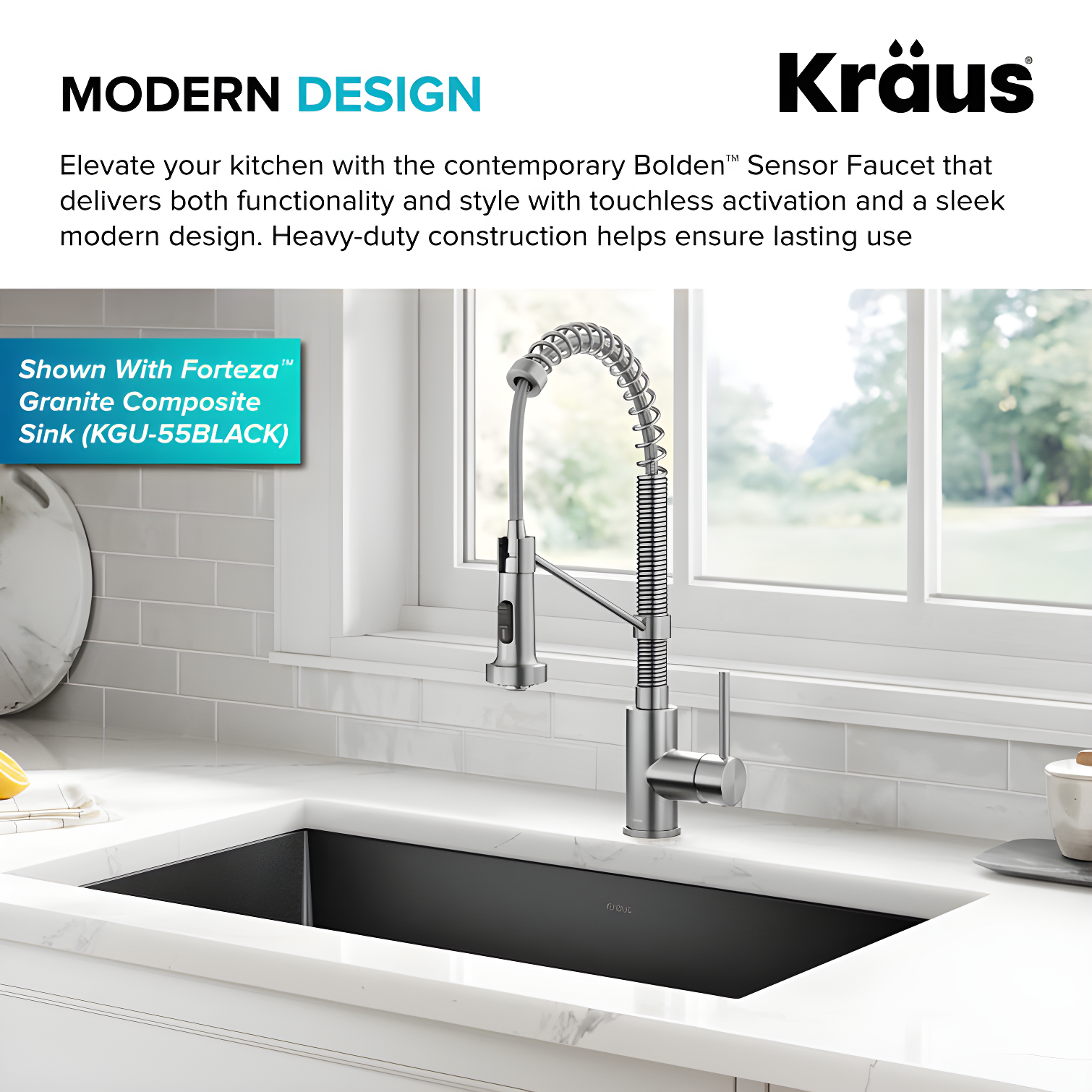 Kraus Bolden Touchless Sensor Commercial Style 2-Function Single Handle Pull-Down Kitchen Faucet