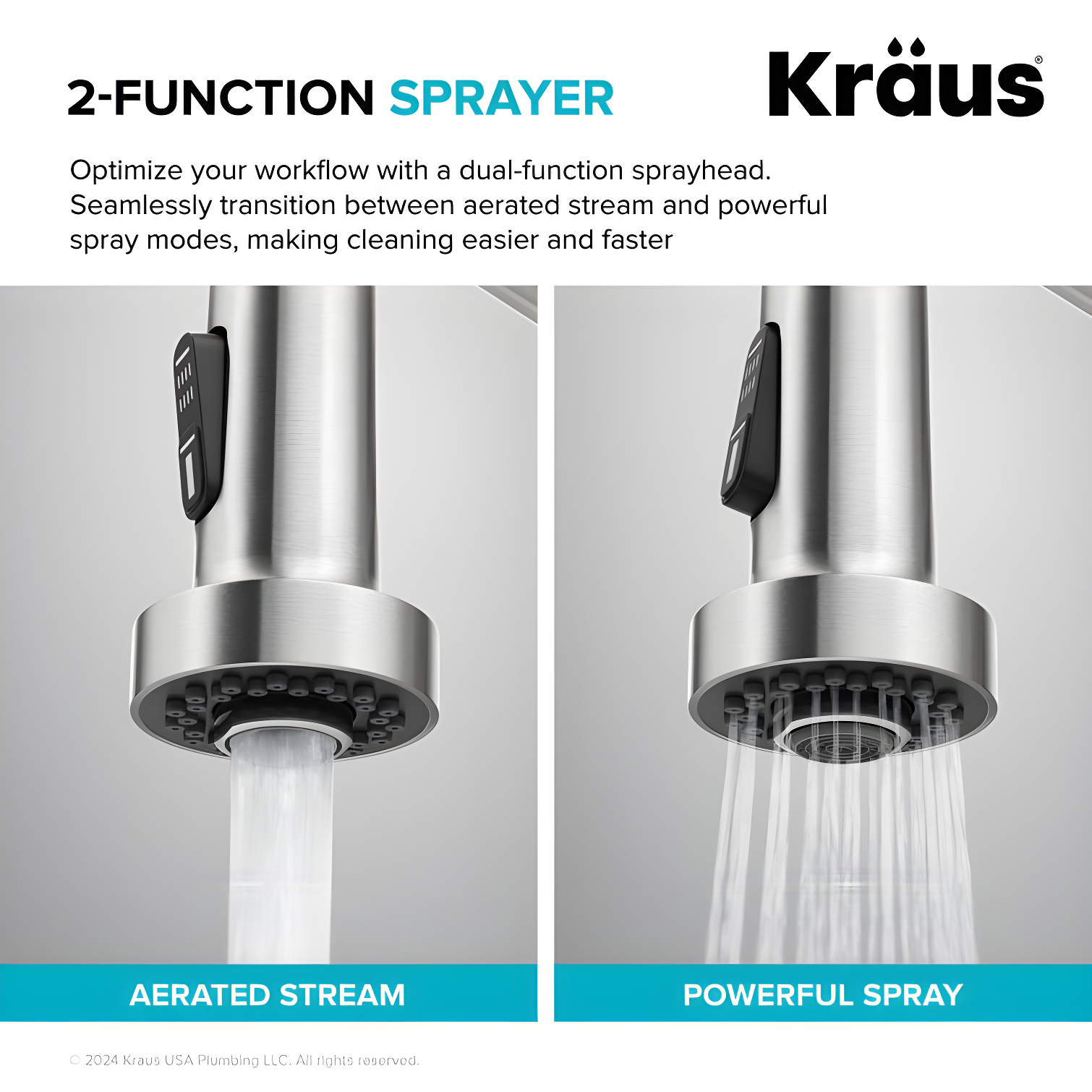 Kraus Bolden Touchless Sensor Commercial Style 2-Function Single Handle Pull-Down Kitchen Faucet