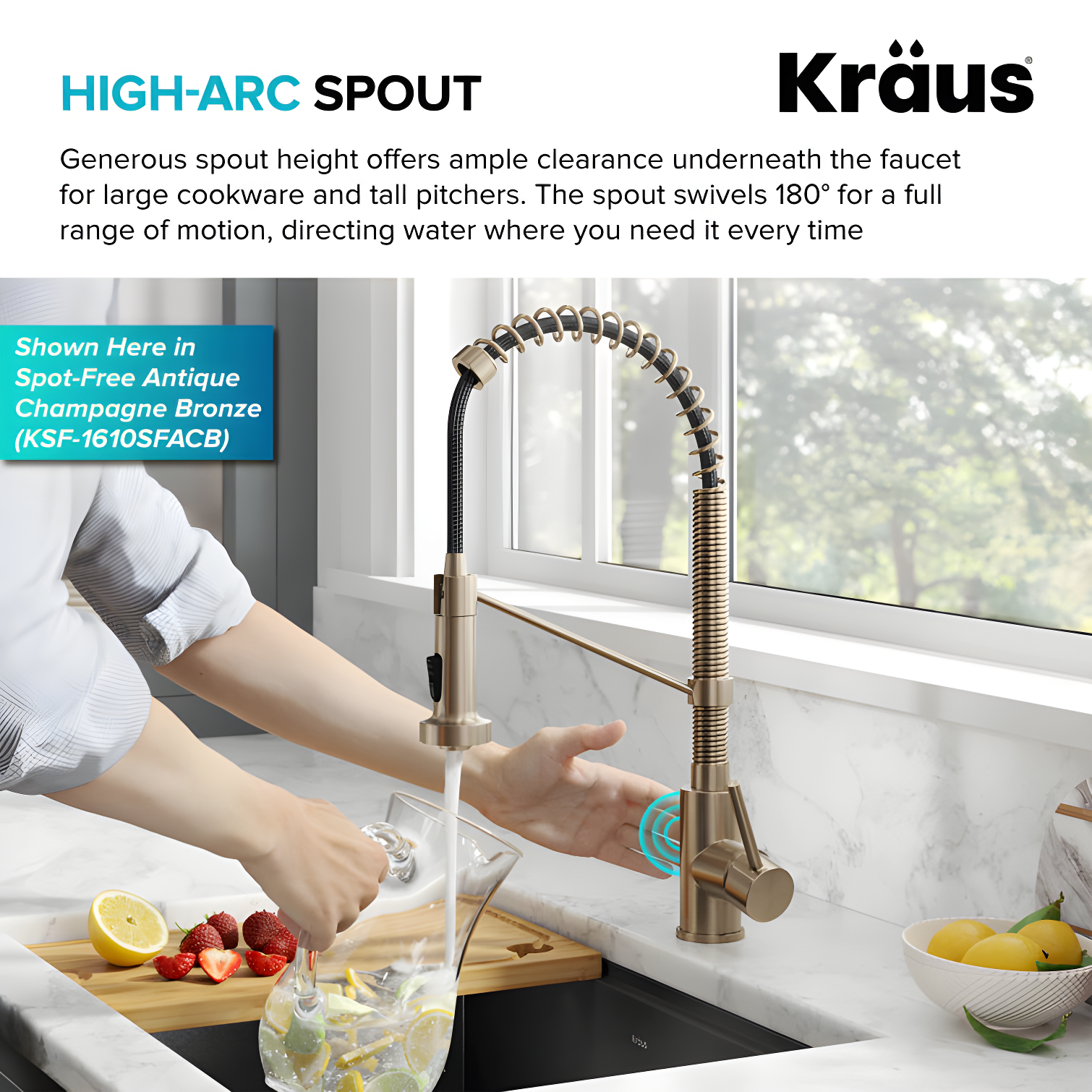 Kraus Bolden Touchless Sensor Commercial Style 2-Function Single Handle Pull-Down Kitchen Faucet