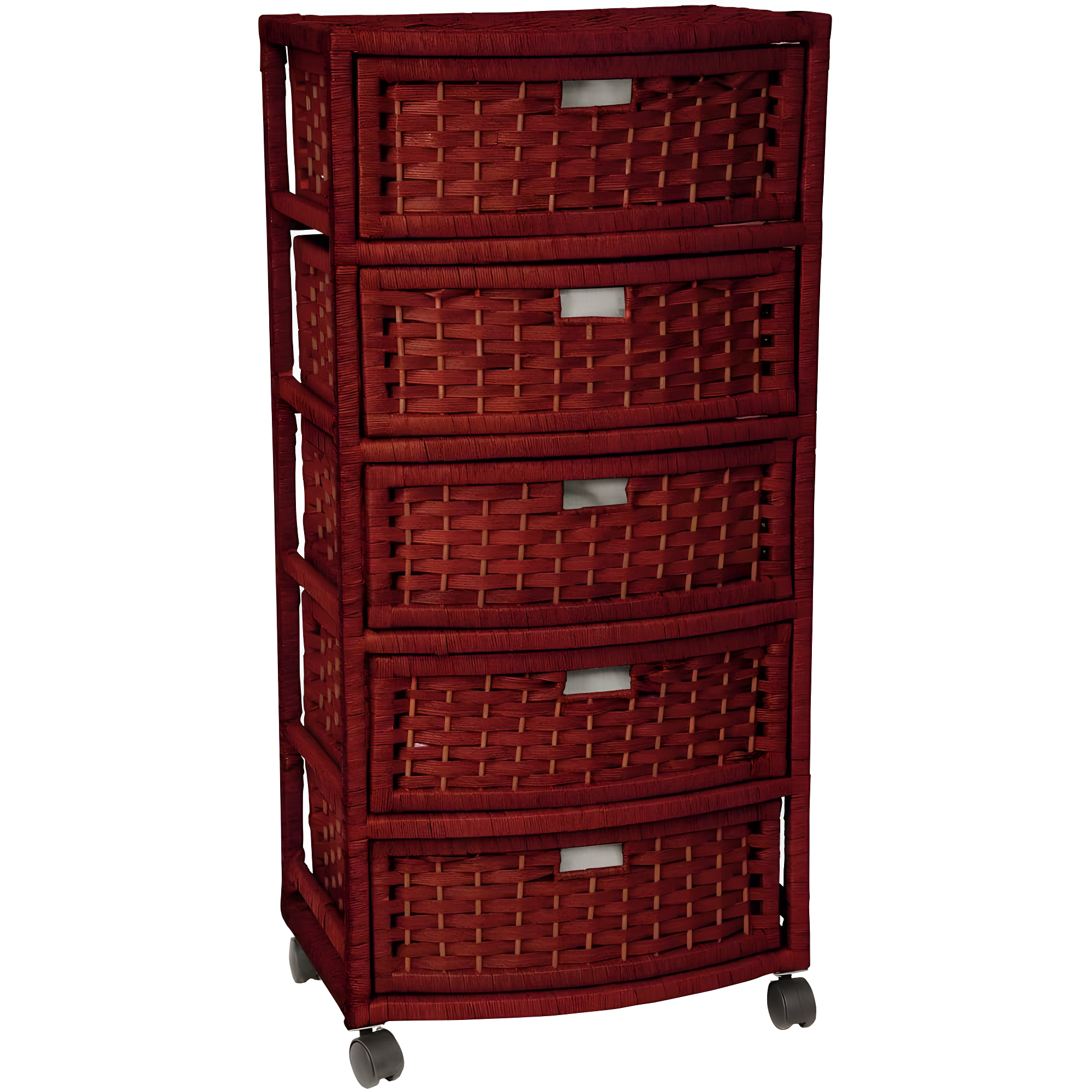 Oriental Furniture Natural Fiber Chest of Drawers, 5 Drawer, Mahogany color