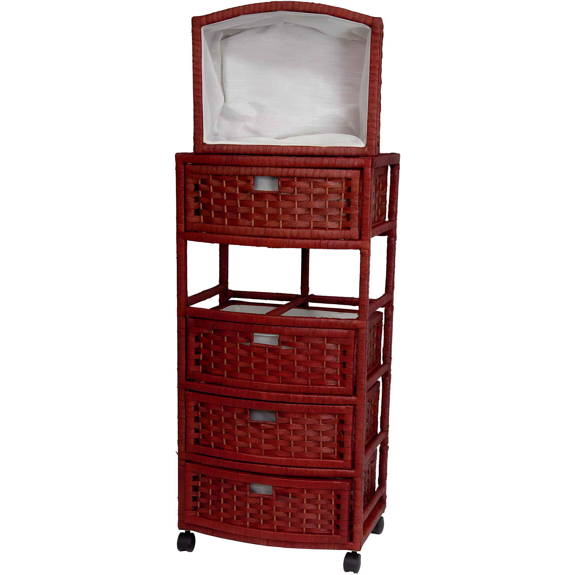 Oriental Furniture Natural Fiber Chest of Drawers, 5 Drawer, Mahogany color