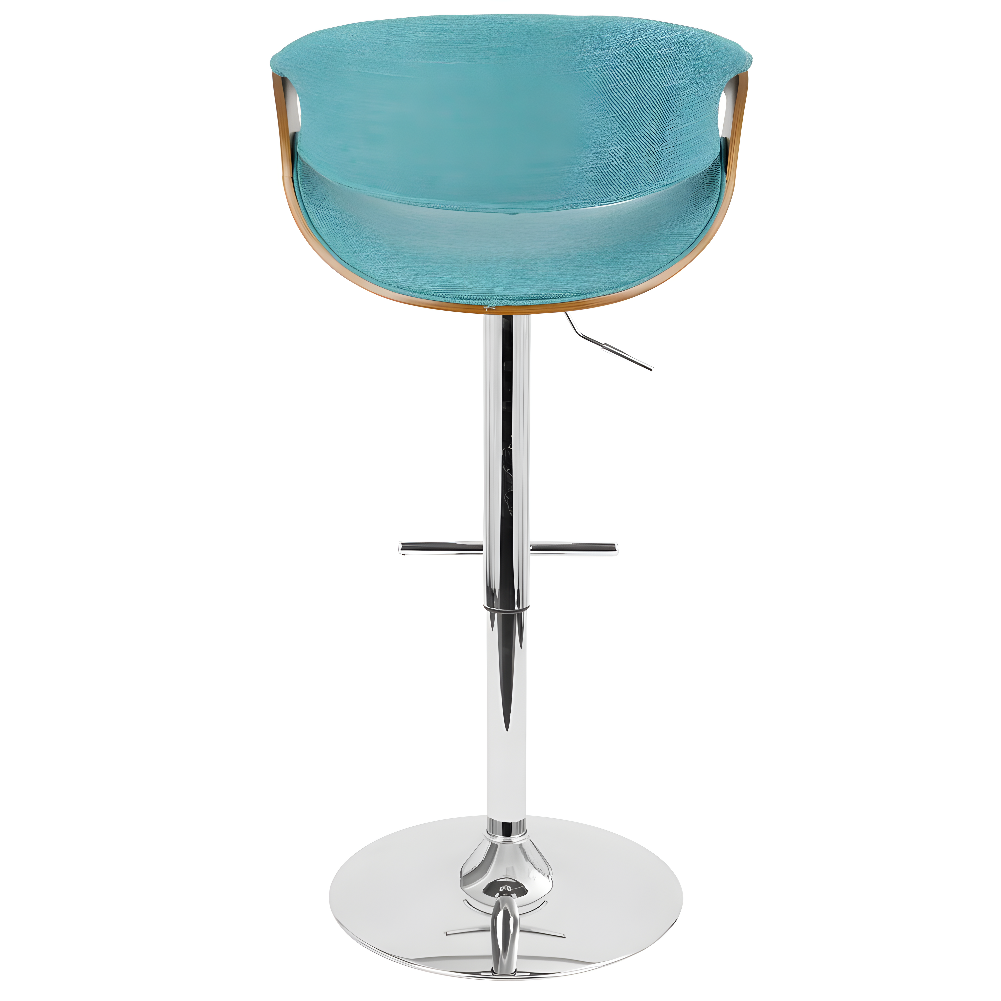 Curvo Mid-Century Modern Adjustable Barstool with Swivel in Walnut and Teal by LumiSource
