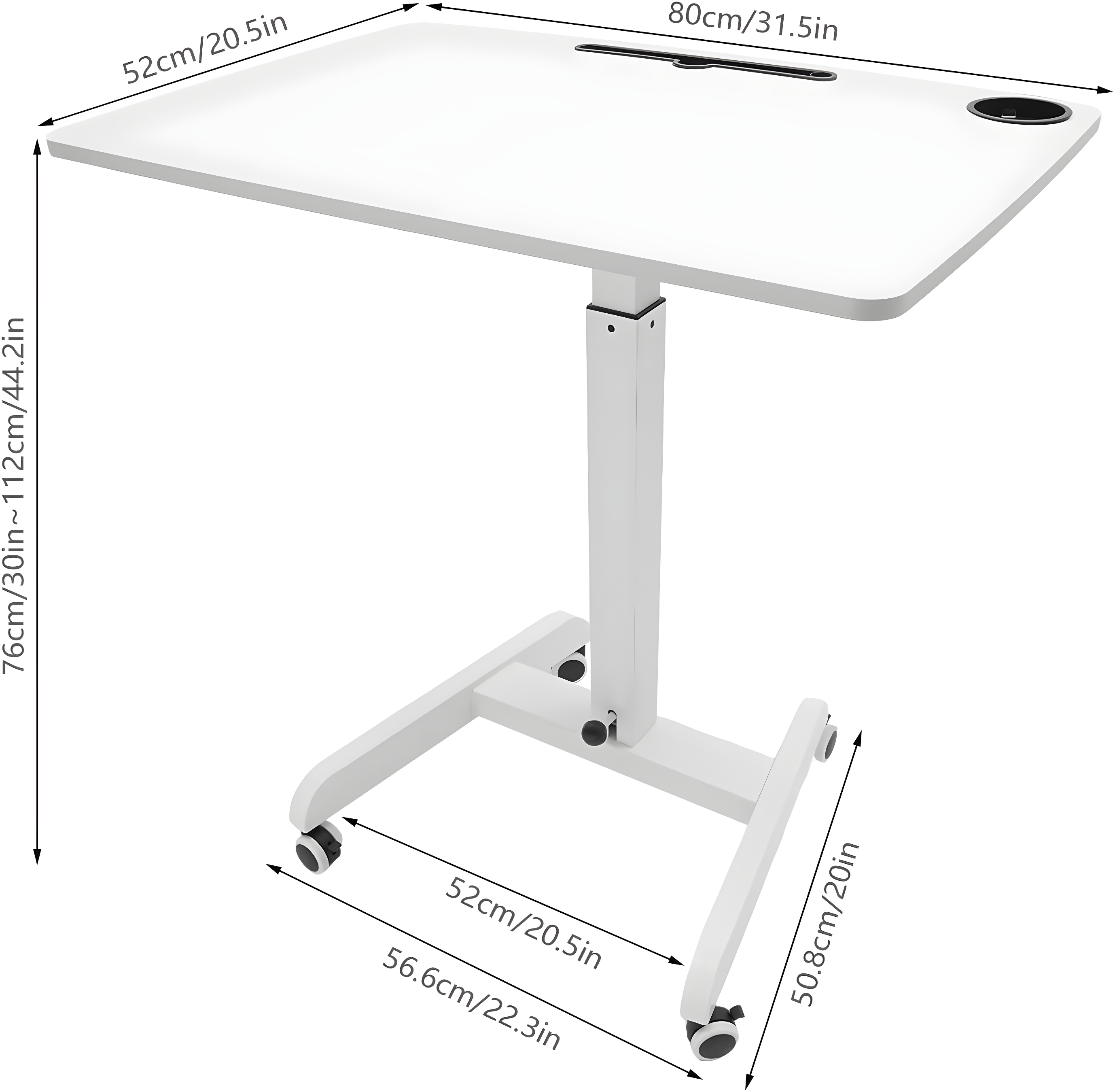 XIANERS Mobile Standing Desk Pneumatic Computer Table Adjustable Height Mobile Stand Up Desk With Wheels Portable Rolling Desk Computer Desk Laptop Desk Standing Table latest