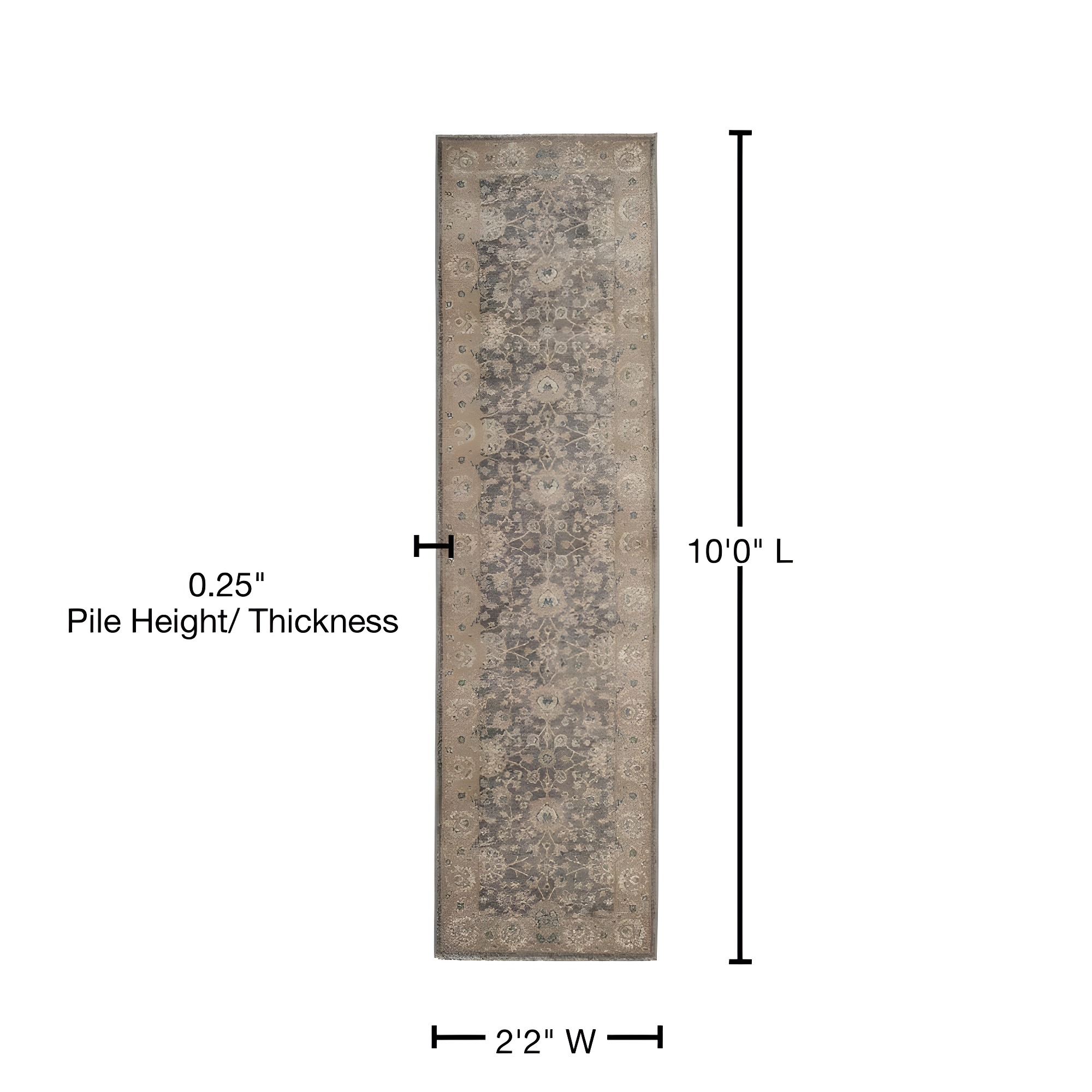 Sofia SOF330 Power Loomed Indoor Runner Rug - Light Grey/Beige - 2'2"x10' - Safavieh.