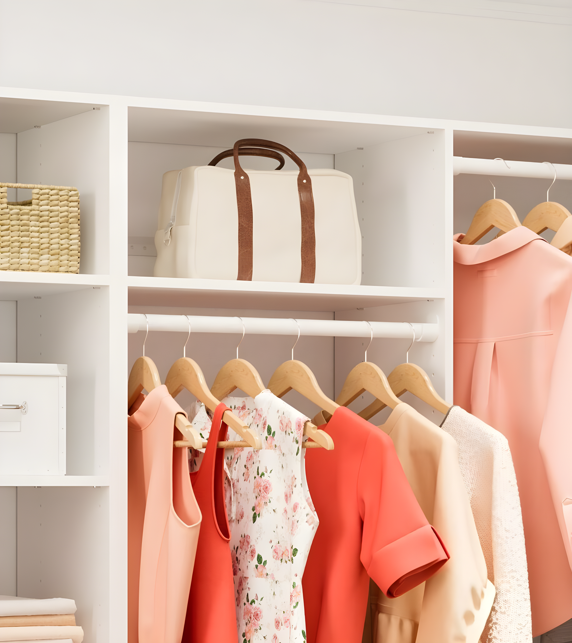 Easy Track Hanging Closet Kit Wardrobe Storage Clothing Organizer Rack, White