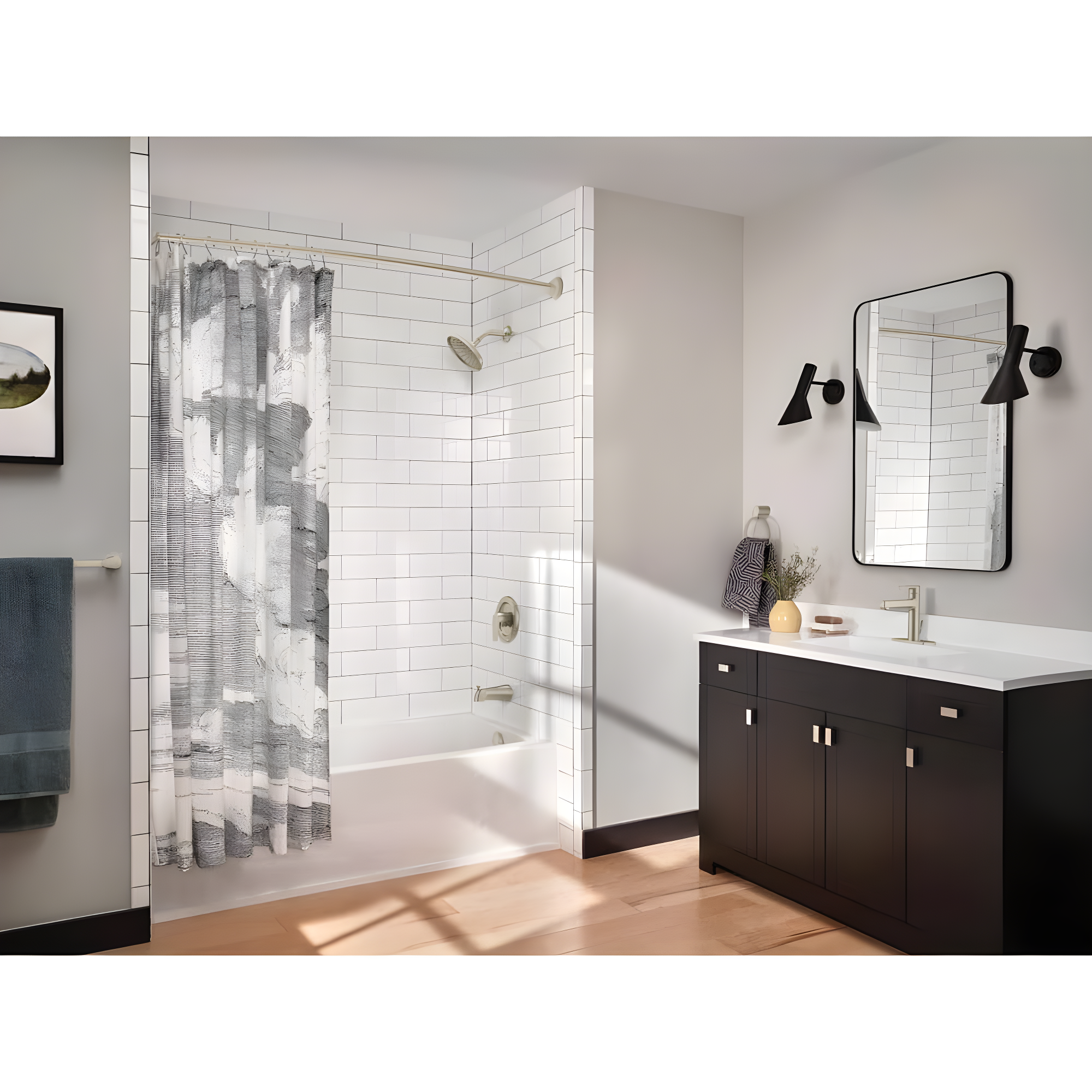 Moen 54-Inch to 72-Inch Adjustable Length Fixed Mount Single Curved Shower Curtain Rod