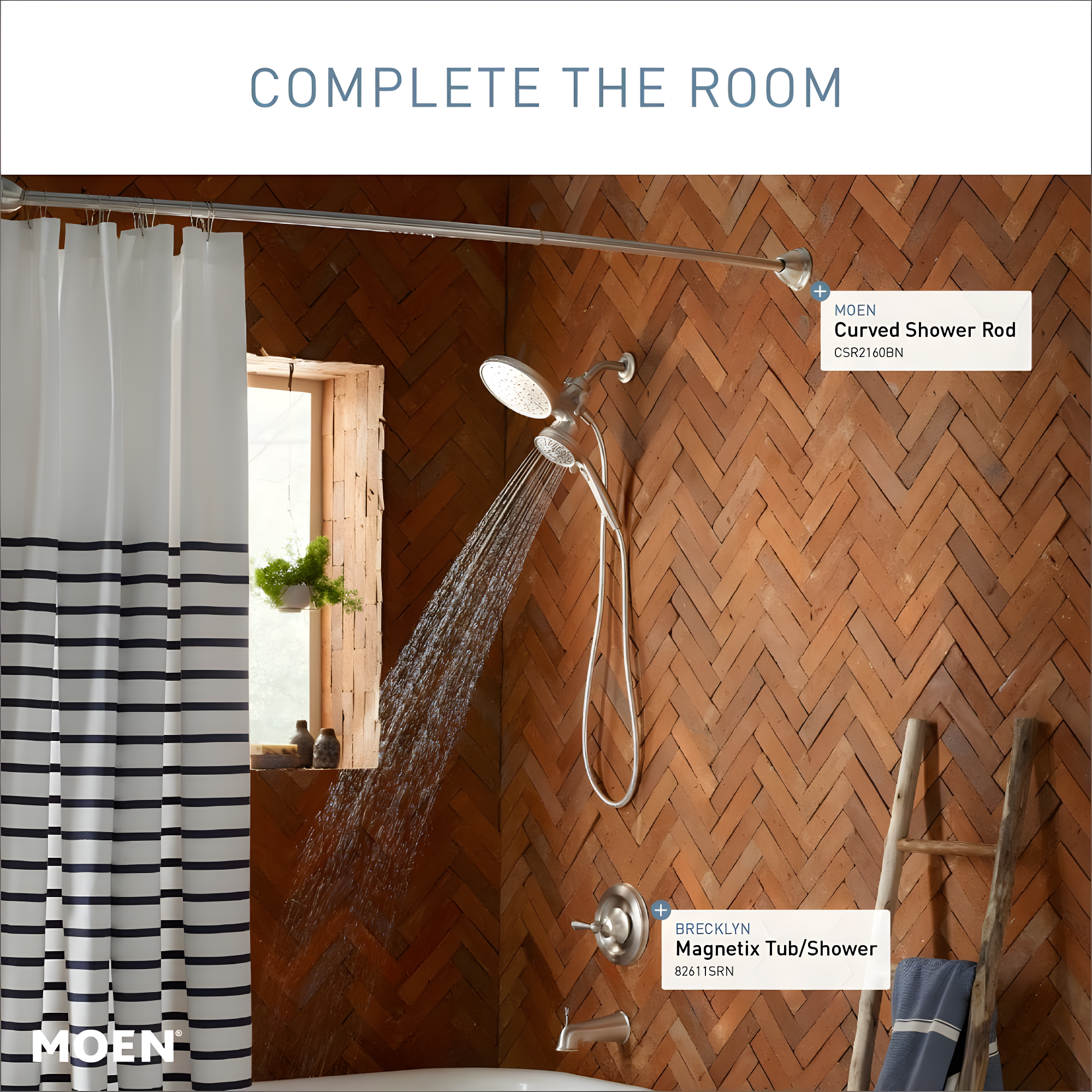 Moen 54-Inch to 72-Inch Adjustable Length Fixed Mount Single Curved Shower Curtain Rod