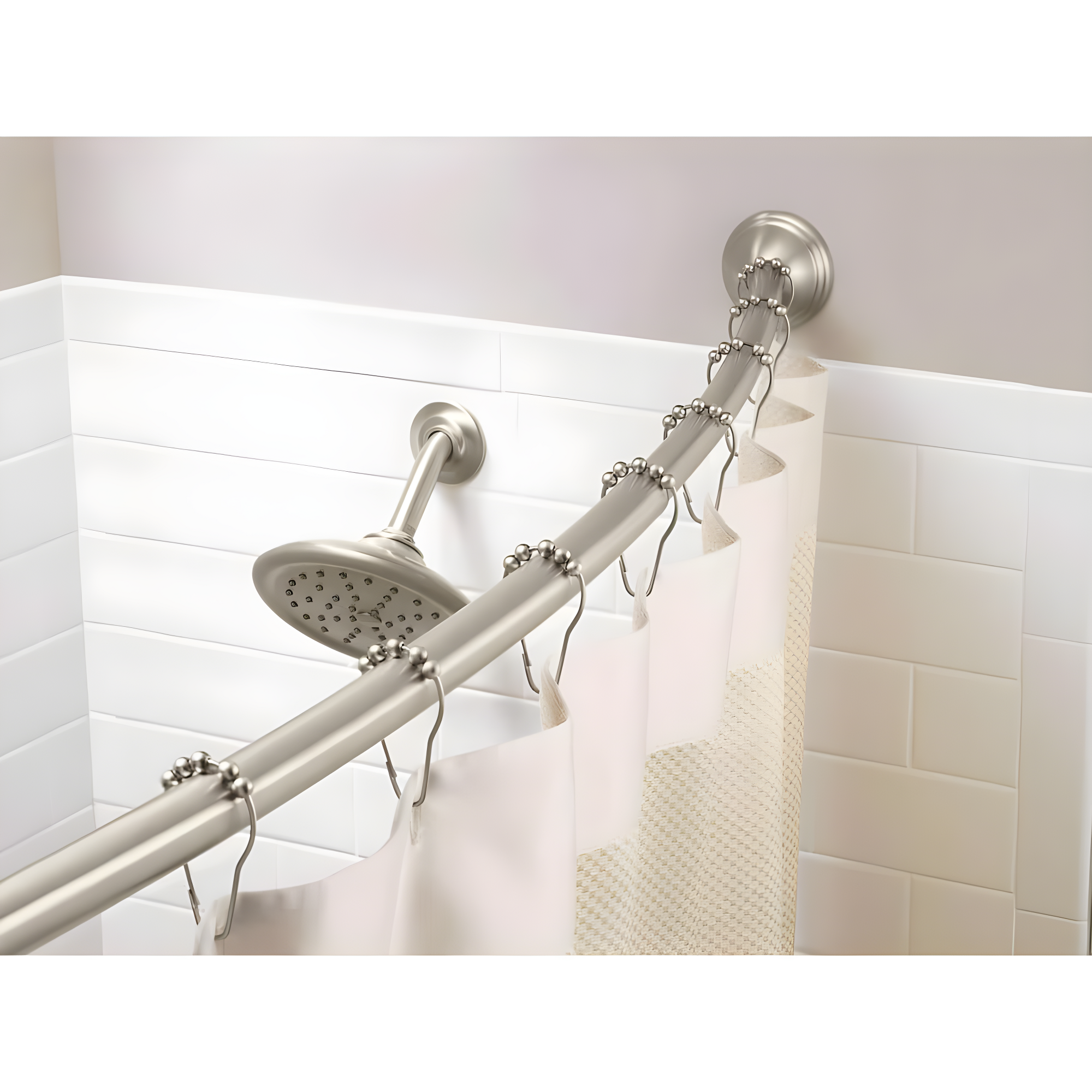 Moen 54-Inch to 72-Inch Adjustable Length Fixed Mount Single Curved Shower Curtain Rod