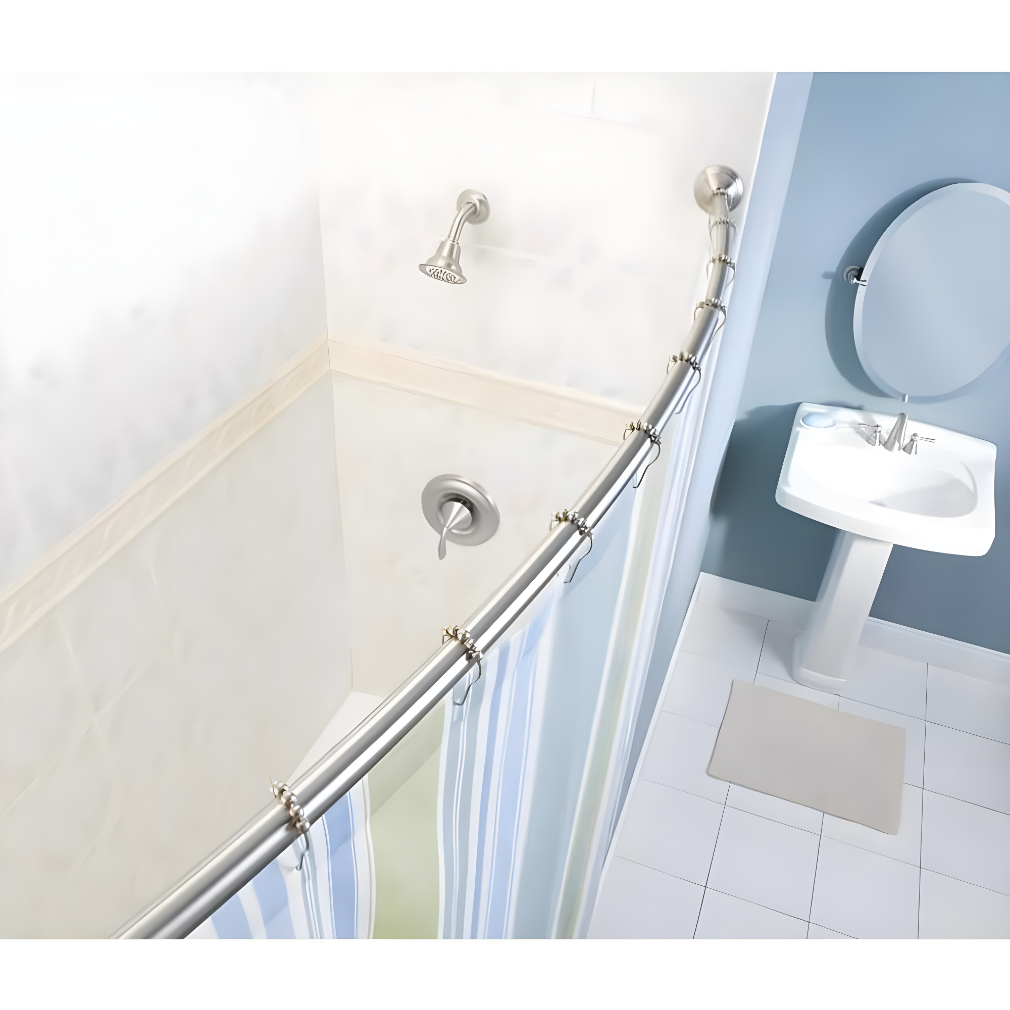 Moen 54-Inch to 72-Inch Adjustable Length Fixed Mount Single Curved Shower Curtain Rod