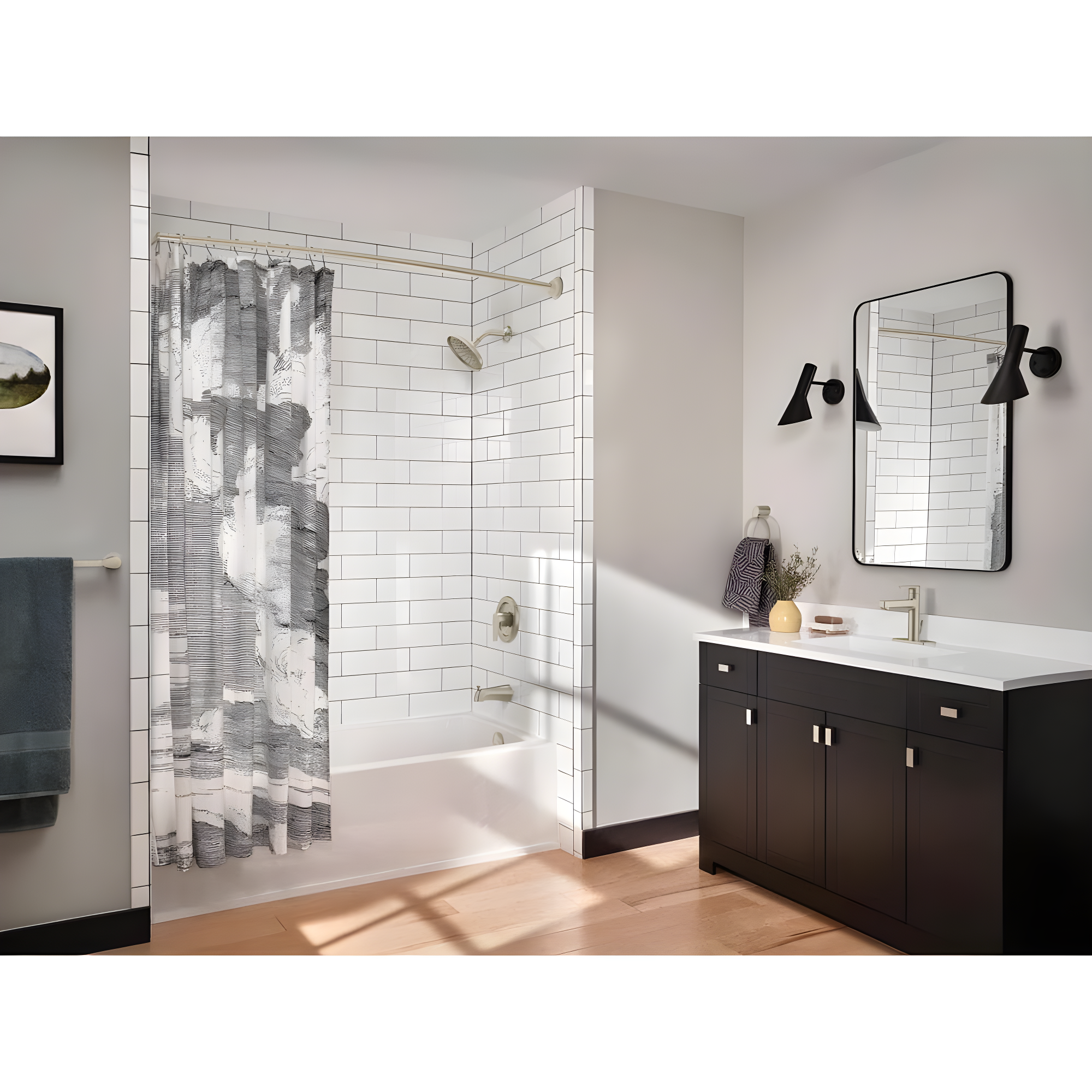 Moen 54-Inch to 72-Inch Adjustable Length Fixed Mount Single Curved Shower Curtain Rod
