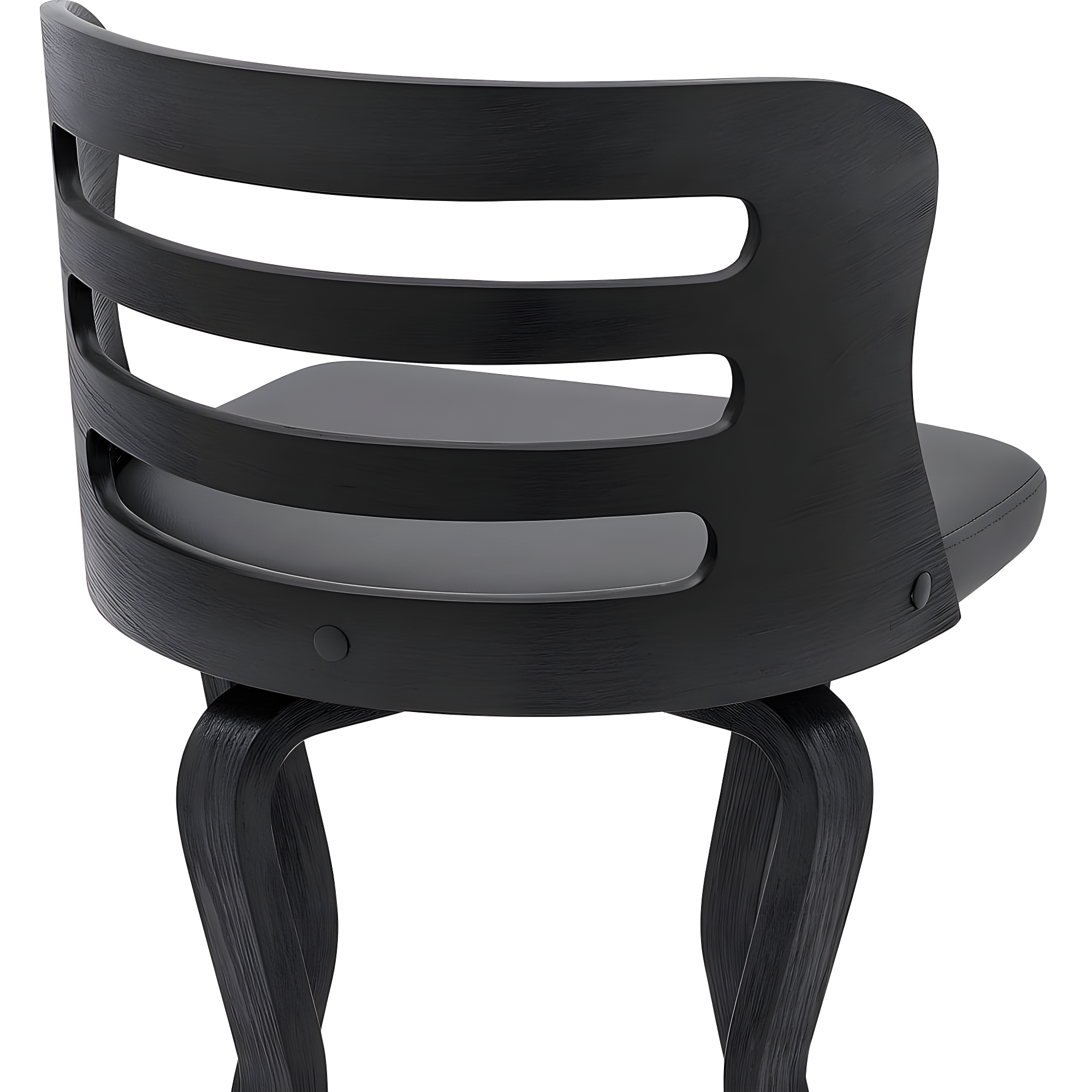 26" Verne Counter Height Barstool with Faux Leather and Wood Finish Black/Gray - Armen Living: Swivel, Indoor Use
