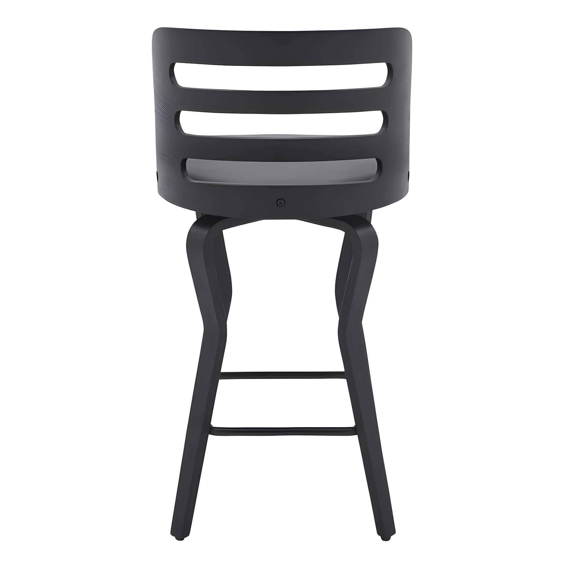 26" Verne Counter Height Barstool with Faux Leather and Wood Finish Black/Gray - Armen Living: Swivel, Indoor Use