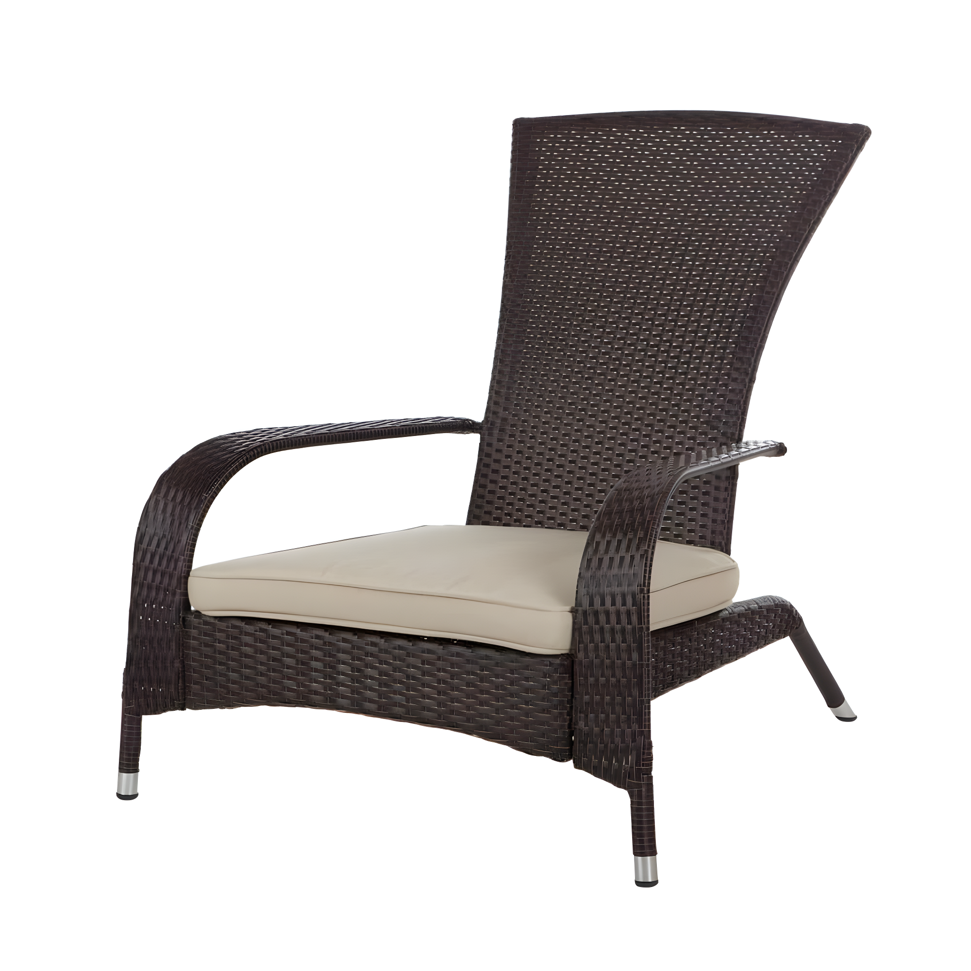 PatioSense Duplex Patio Sense Coconino Wicker Conversation Set, Durable Adirondack Style Chairs Includes Khaki Cushions - Mocha