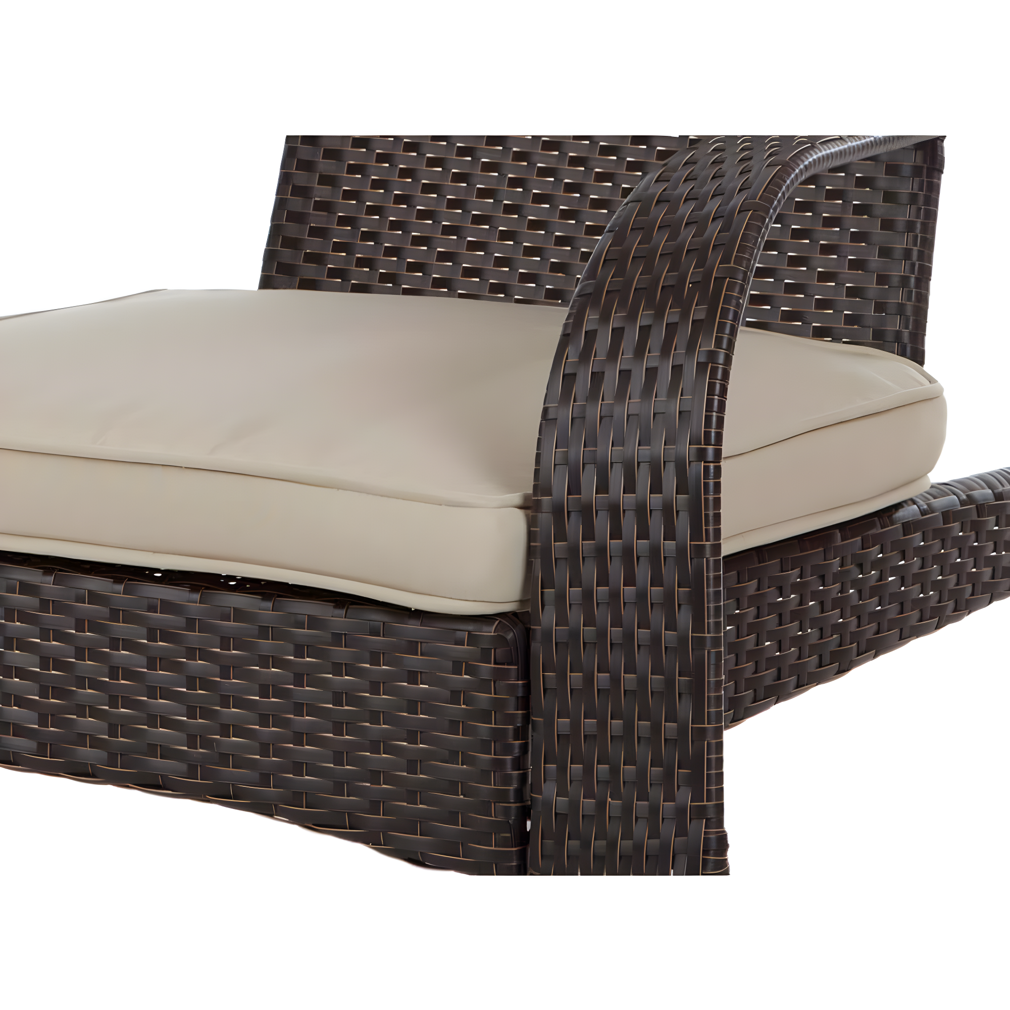 PatioSense Duplex Patio Sense Coconino Wicker Conversation Set, Durable Adirondack Style Chairs Includes Khaki Cushions - Mocha