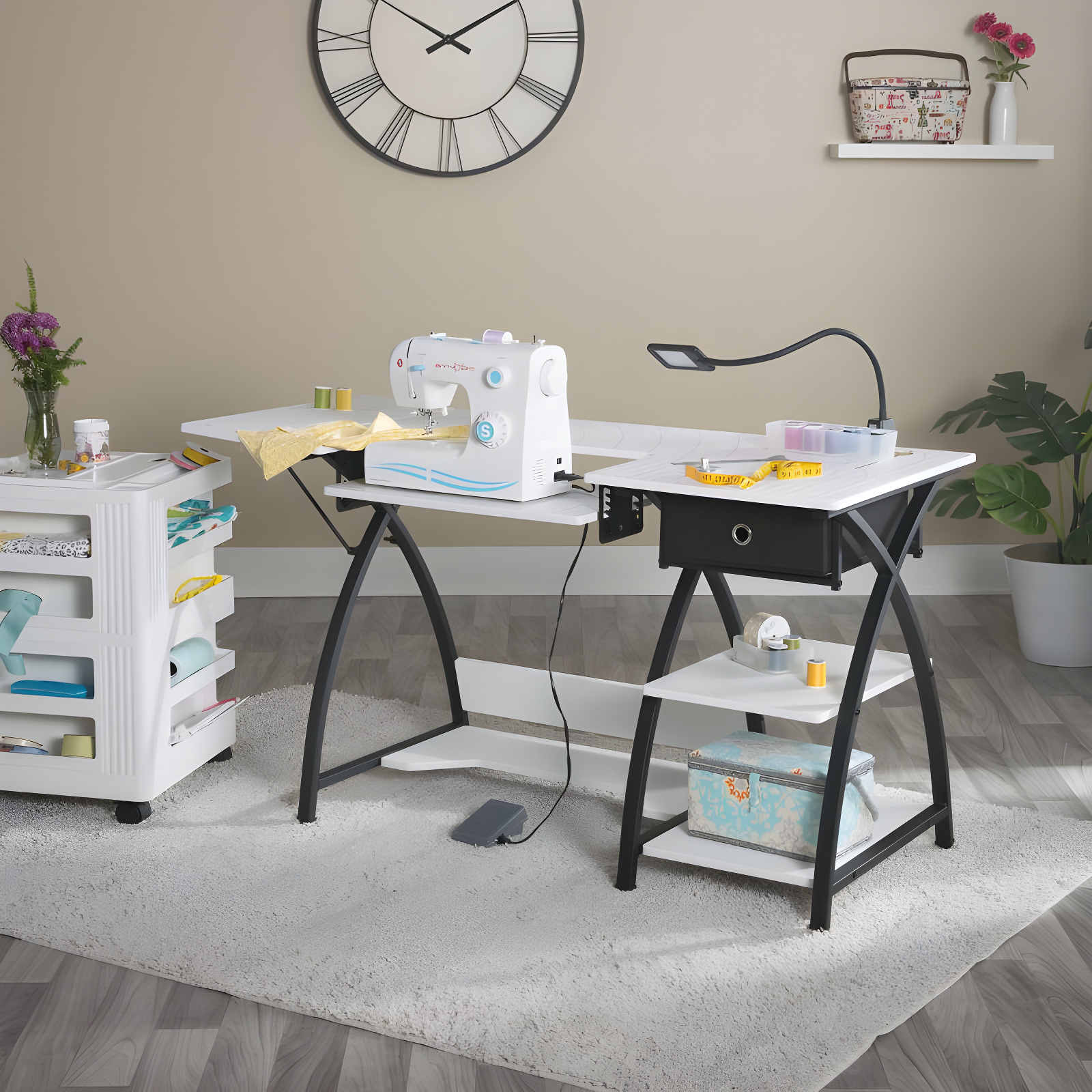 47.25'' x 23.5'' Sewing Table with Sewing Machine Platform