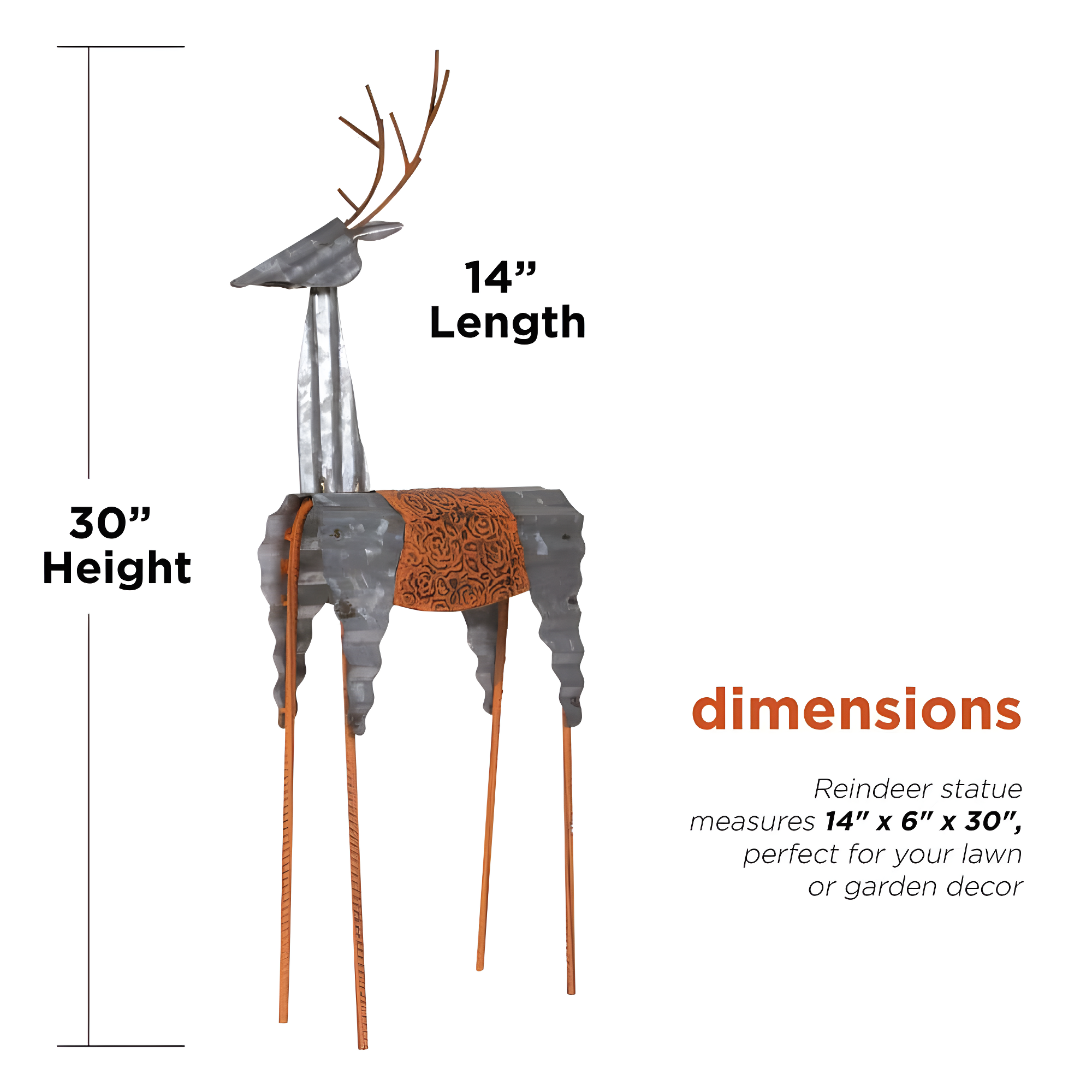 Alpine Corporation Sheet Metal Reindeer Decor