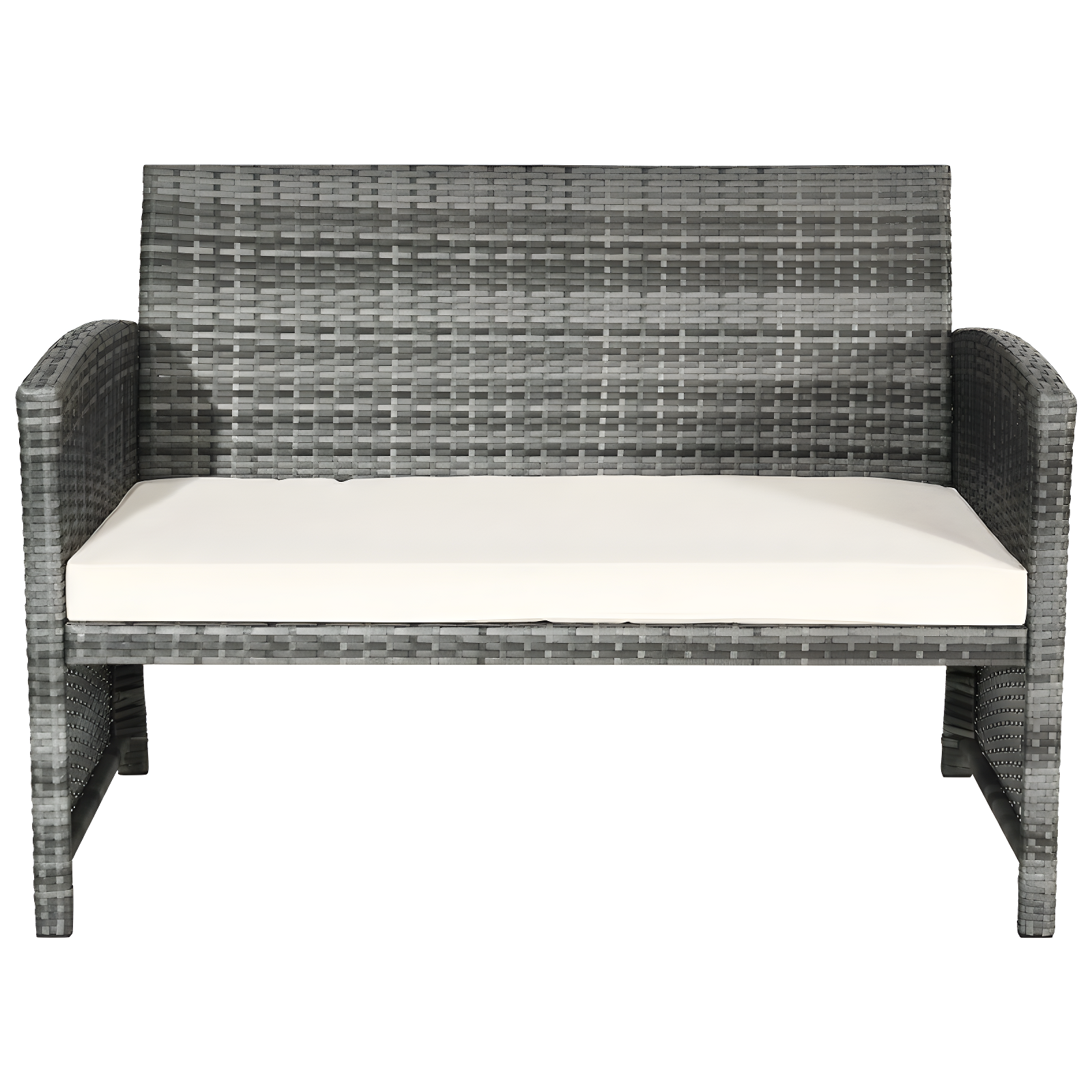 Costway 4PCS Rattan Patio Furniture Set Garden Lawn Sofa Cushioned Seat Mix Gray Wicker