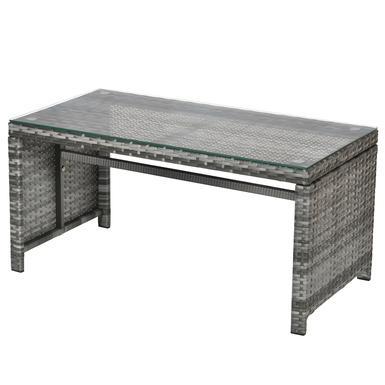 Costway 4PCS Rattan Patio Furniture Set Garden Lawn Sofa Cushioned Seat Mix Gray Wicker