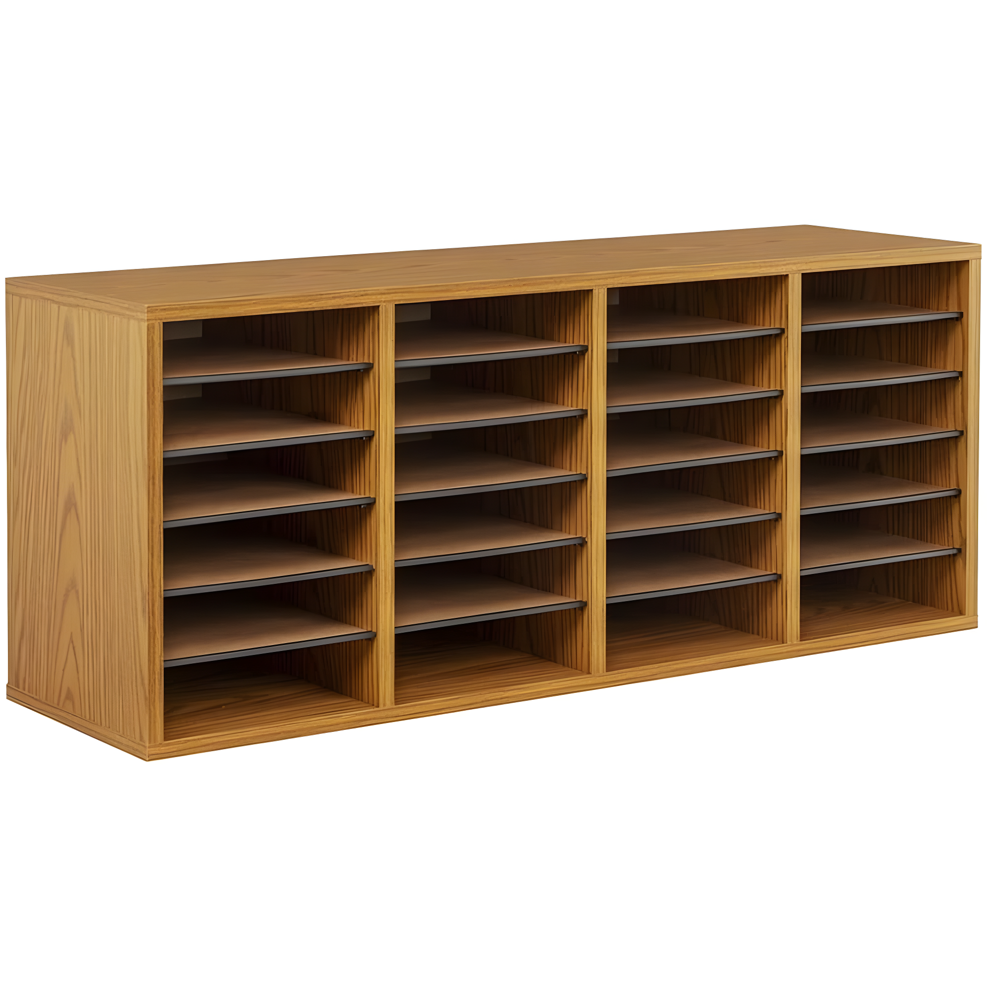Scranton & Co Medium Oak 24 Compartment Wood Adjustable File Organizer