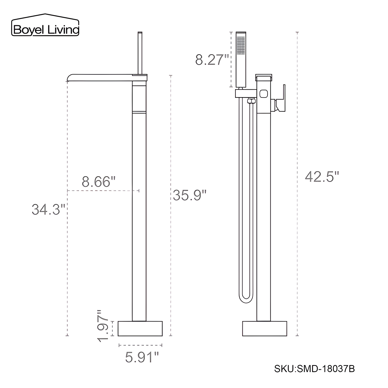 Floor Tub Filler with Diverter