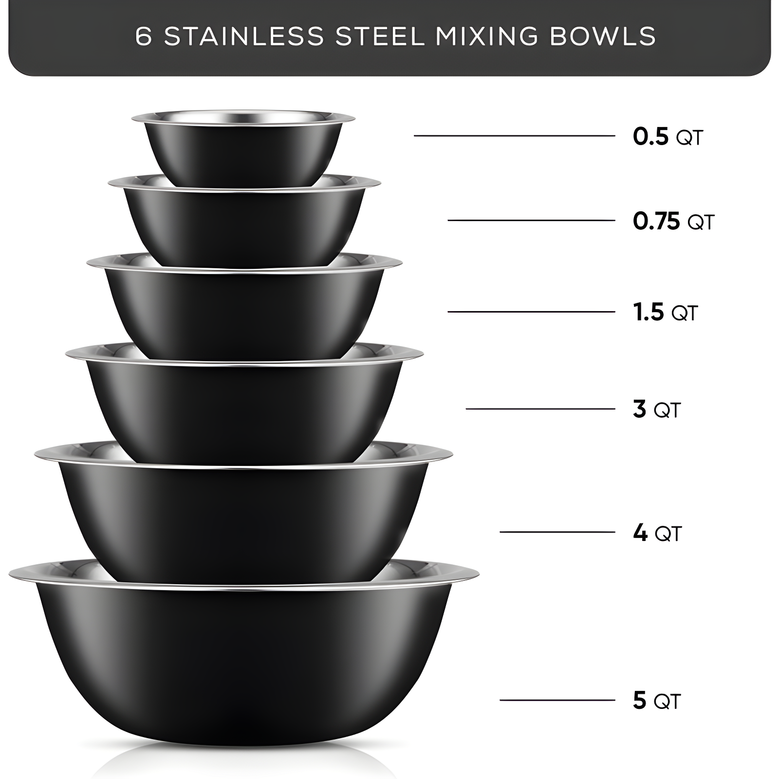 JoyJolt Joyjolt Stainless Steel Mixing Bowl, Set Of 6