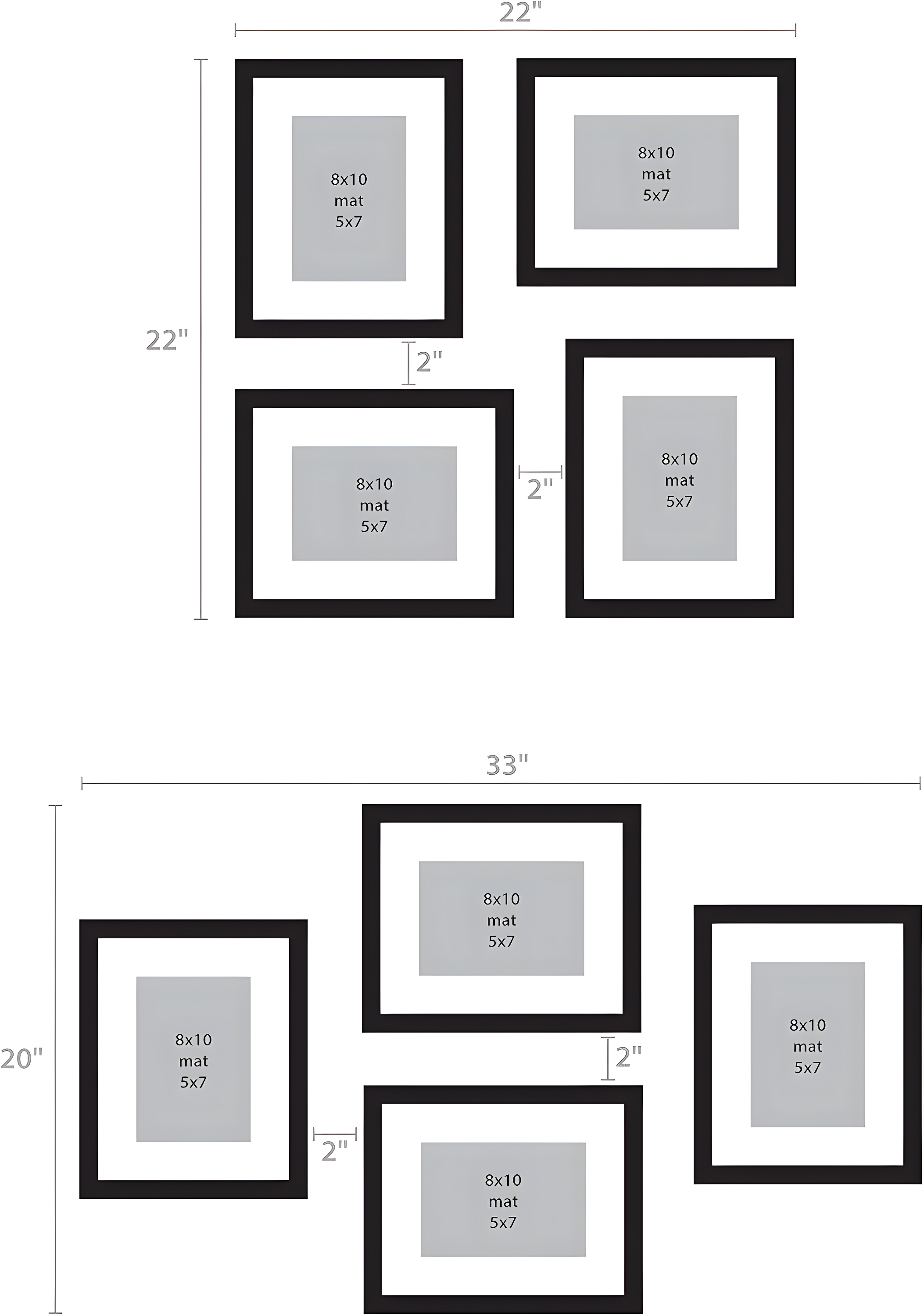 DesignOvation 8 x 10 Satin Picture Frame 4 Count