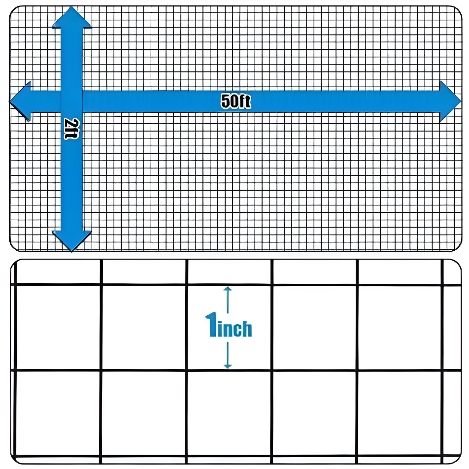 Black Vinyl Coated Welded Wire Mesh Fence, 2 ft x 50 ft