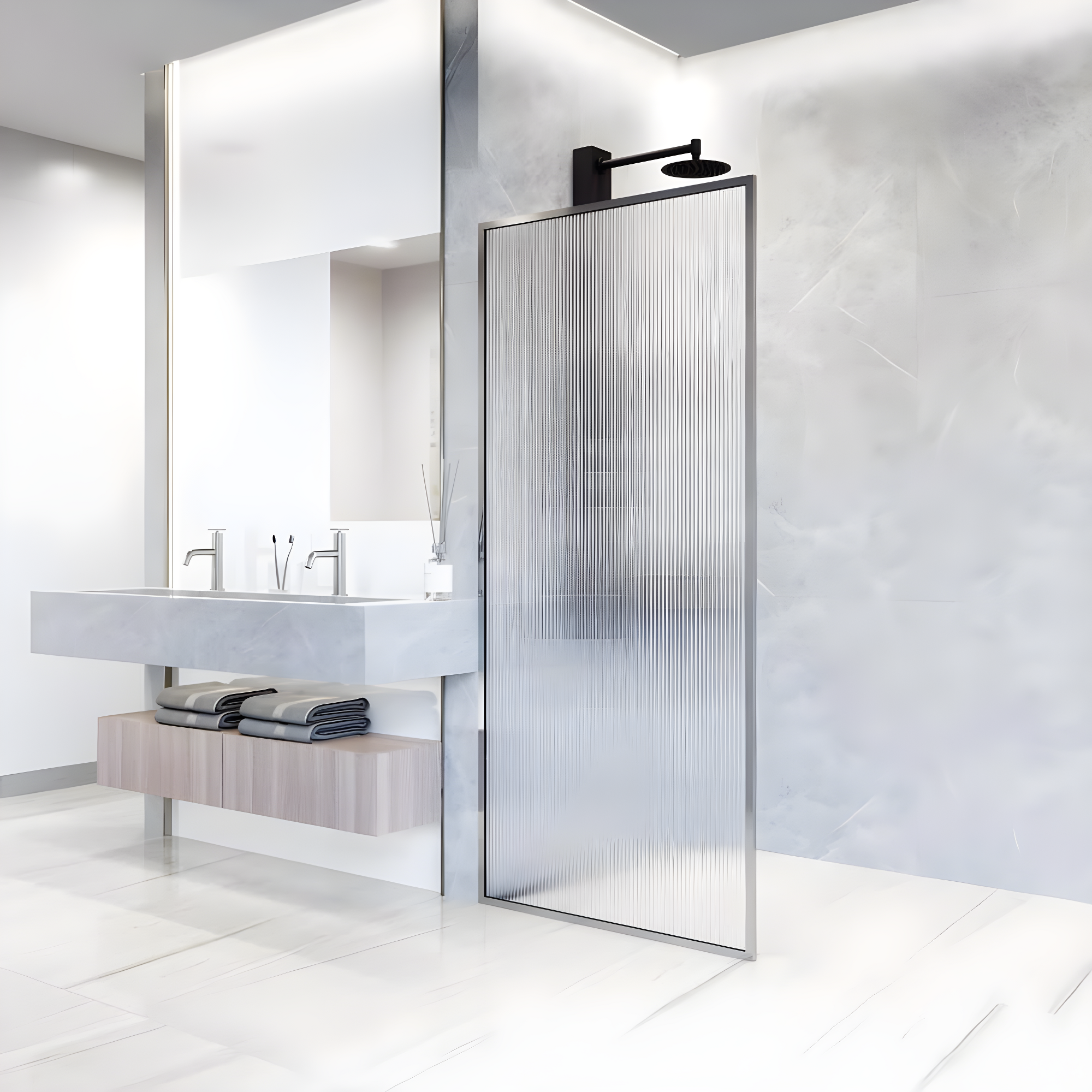 Meridian 34" W x 74" H Fixed Framed Shower Screen with 3/8" Glass