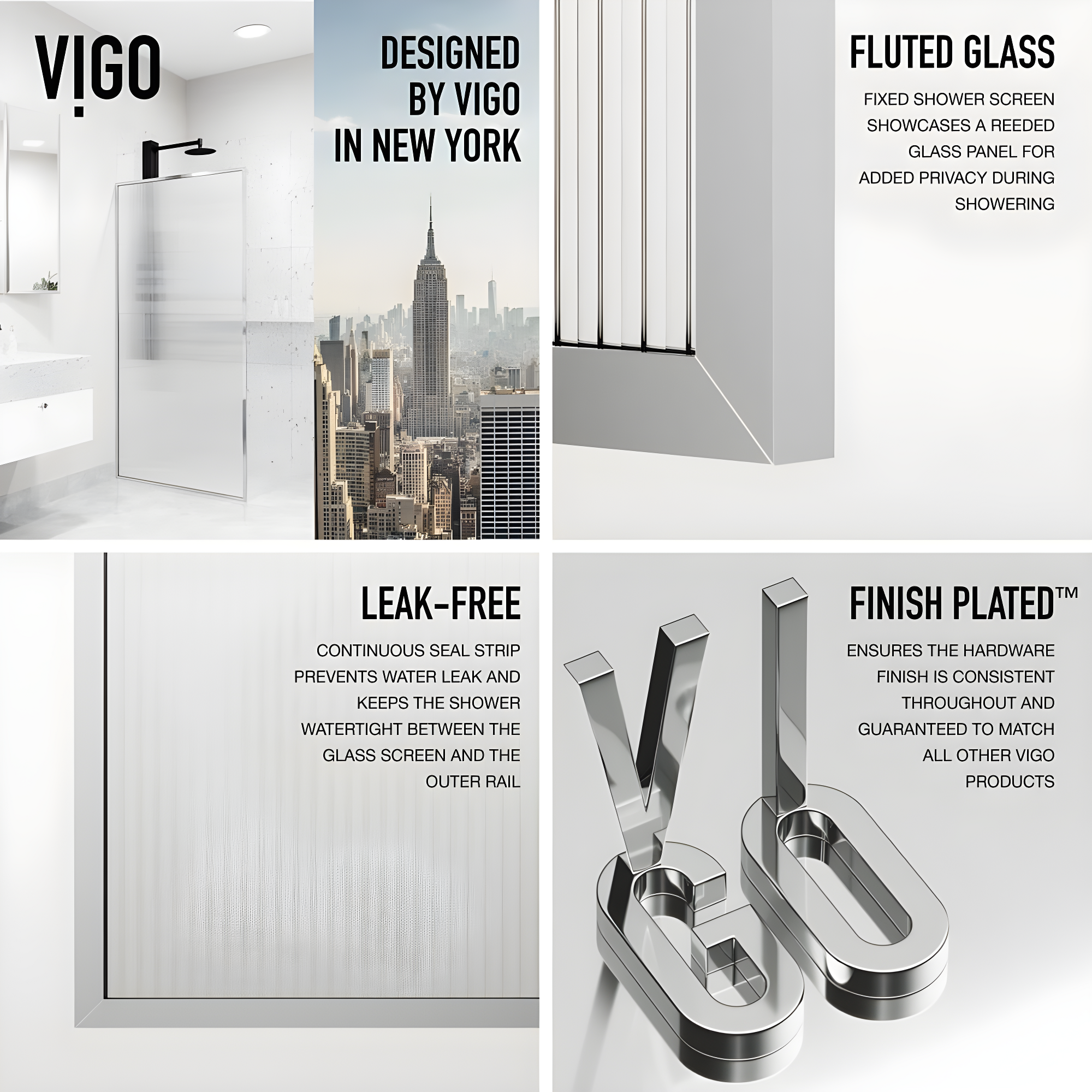 Meridian 34" W x 74" H Fixed Framed Shower Screen with 3/8" Glass