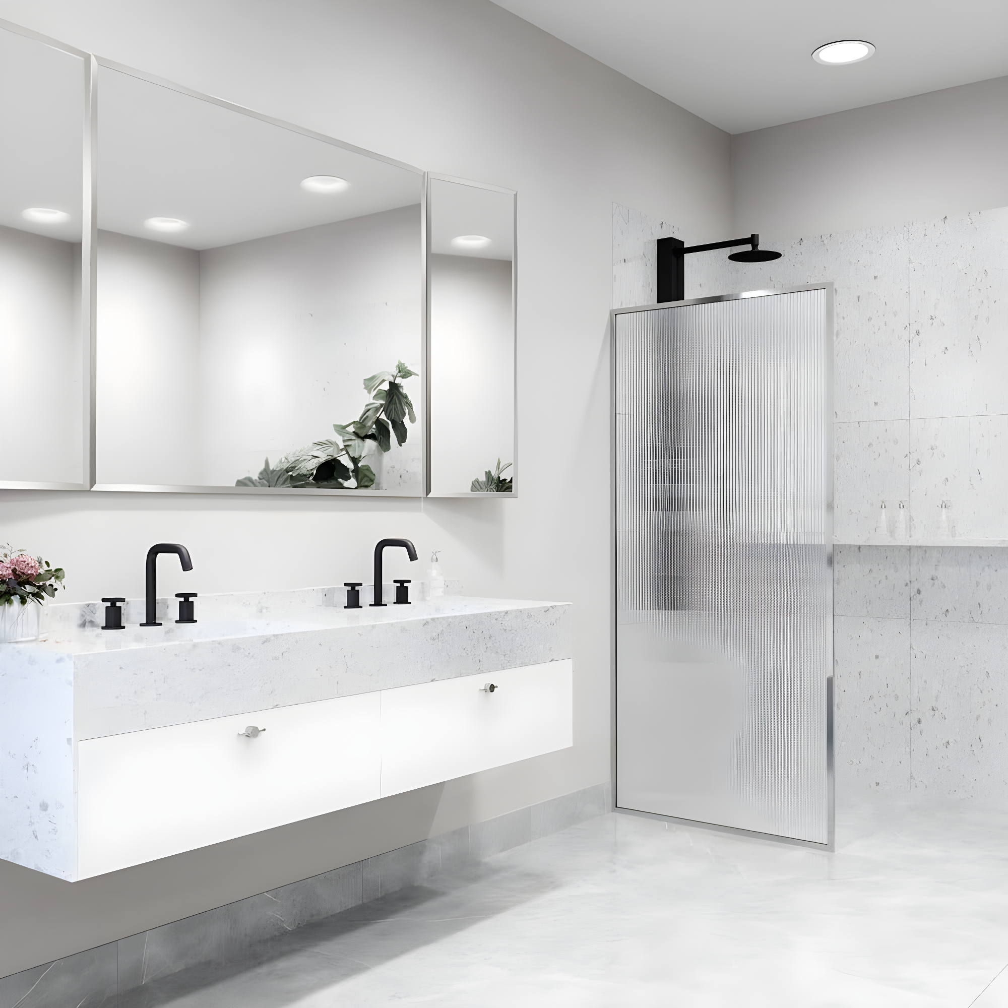 Meridian 34" W x 74" H Fixed Framed Shower Screen with 3/8" Glass