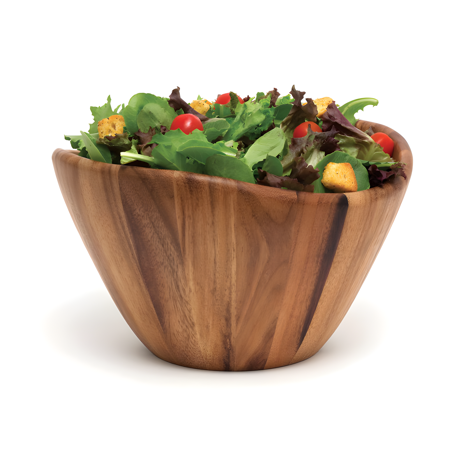 Lipper Acacia Wave Bowl, Large With Servers
