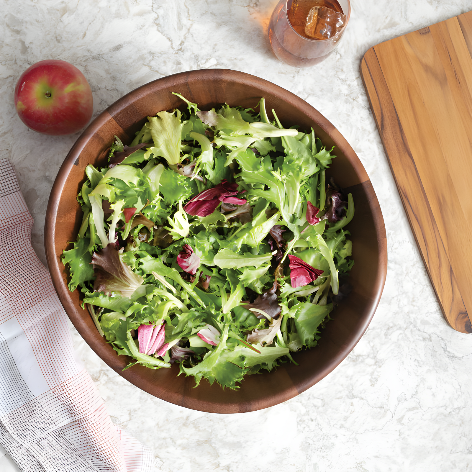 Lipper Acacia Wave Bowl, Large With Servers