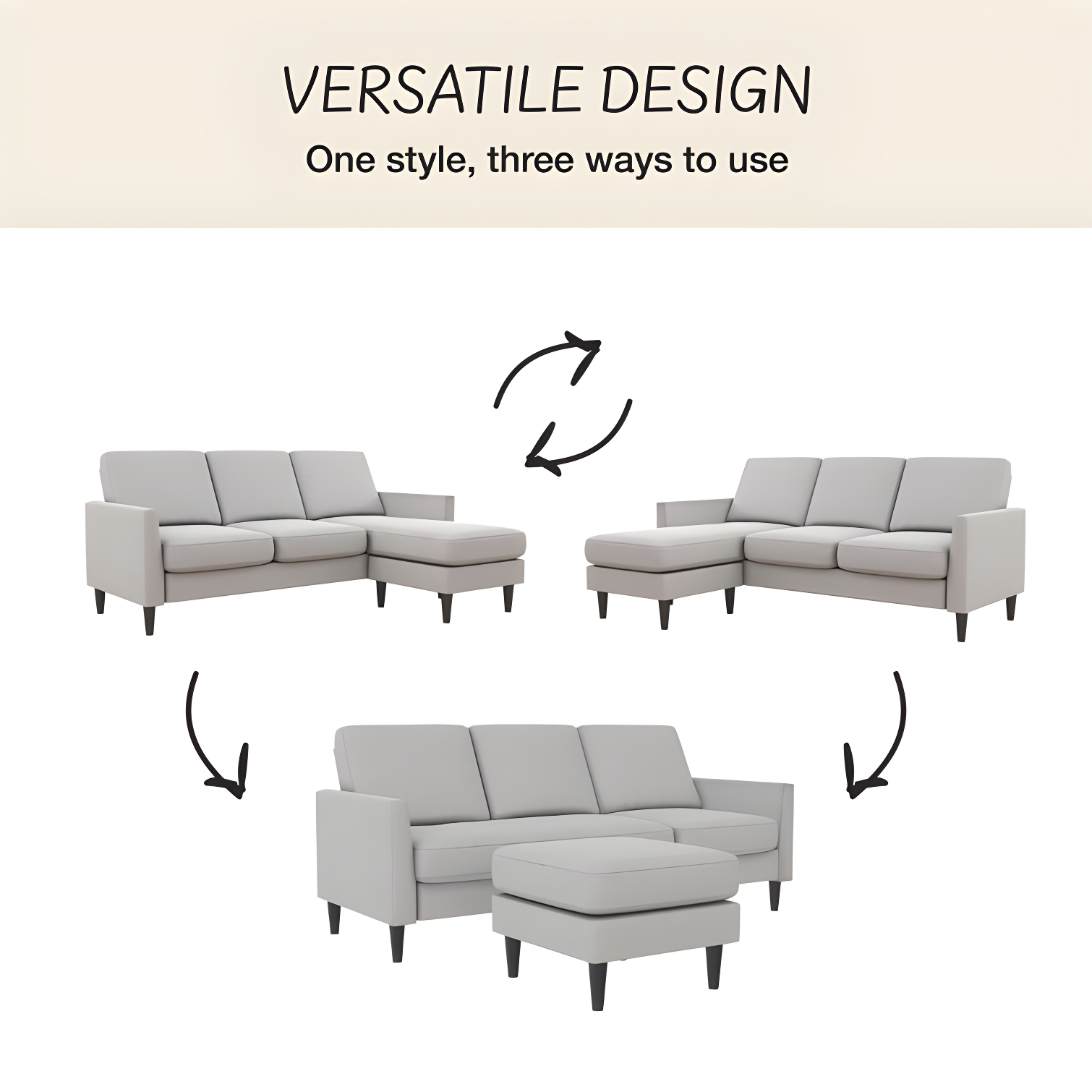 Winston 81.5" Wide Reversible Sofa & Chaise with Ottoman