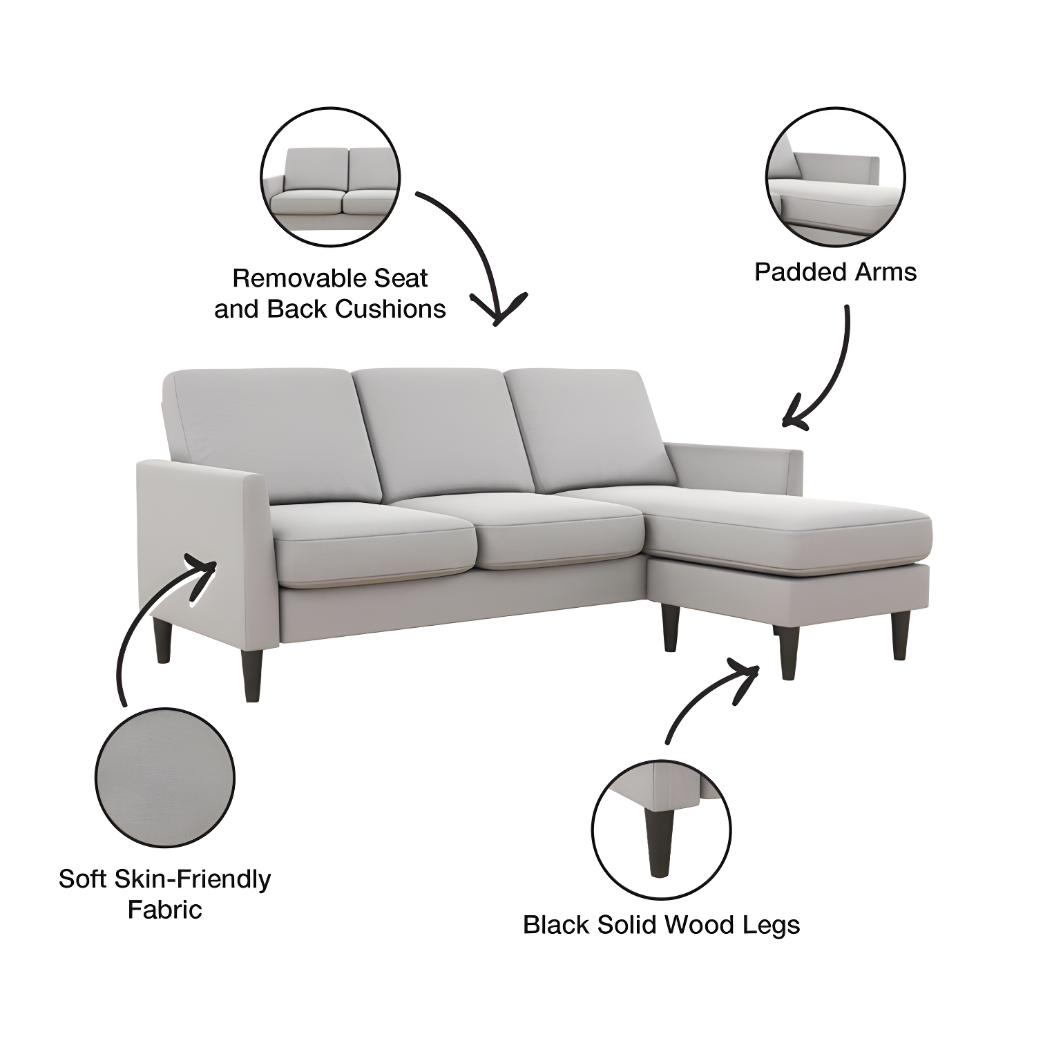Winston 81.5" Wide Reversible Sofa & Chaise with Ottoman
