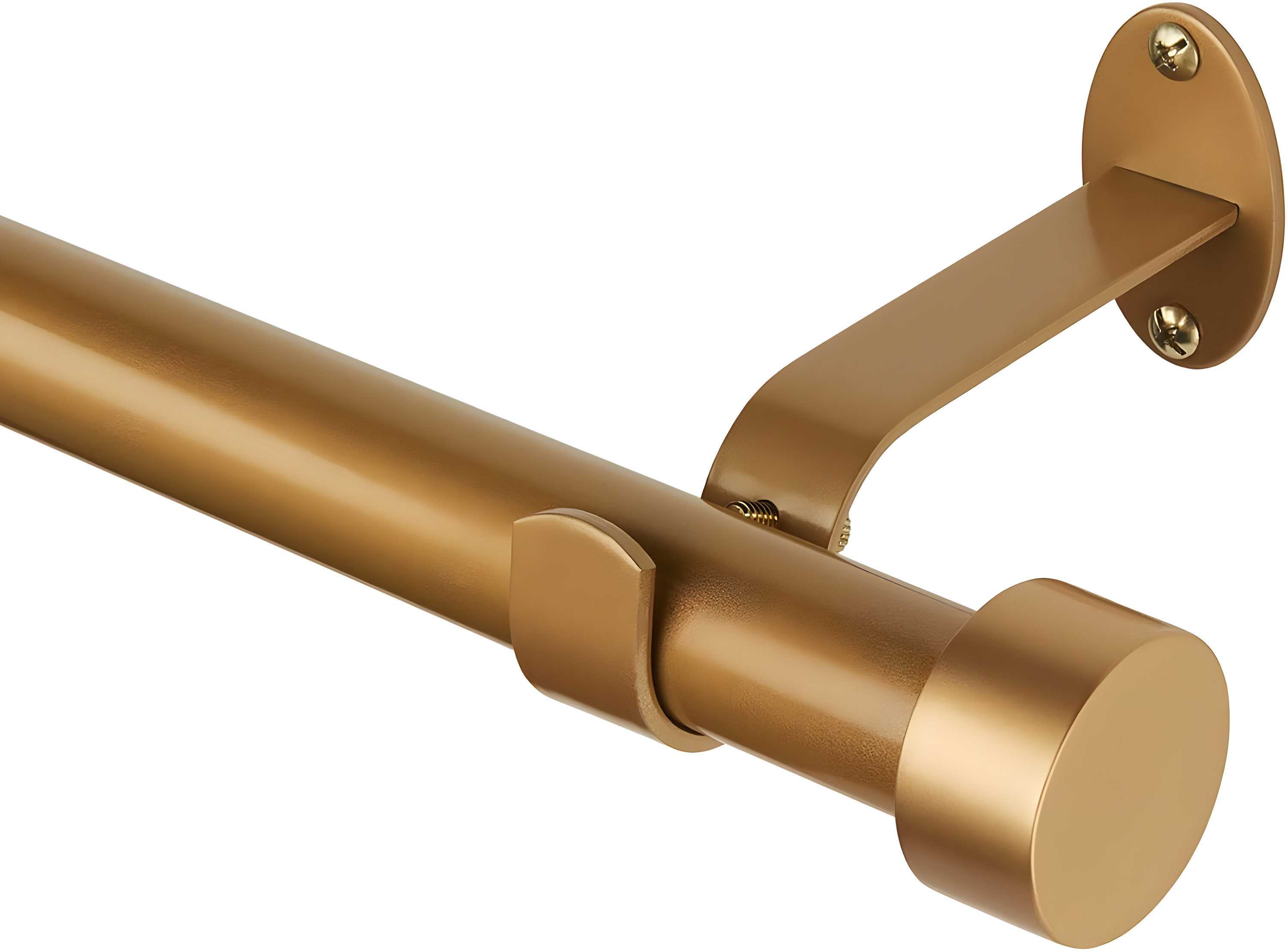 Serena 1" Window Drapery Single Curtain Rod with Contemporary Cap Finial - 48" - Soft Gold - Elrene Home Fashions