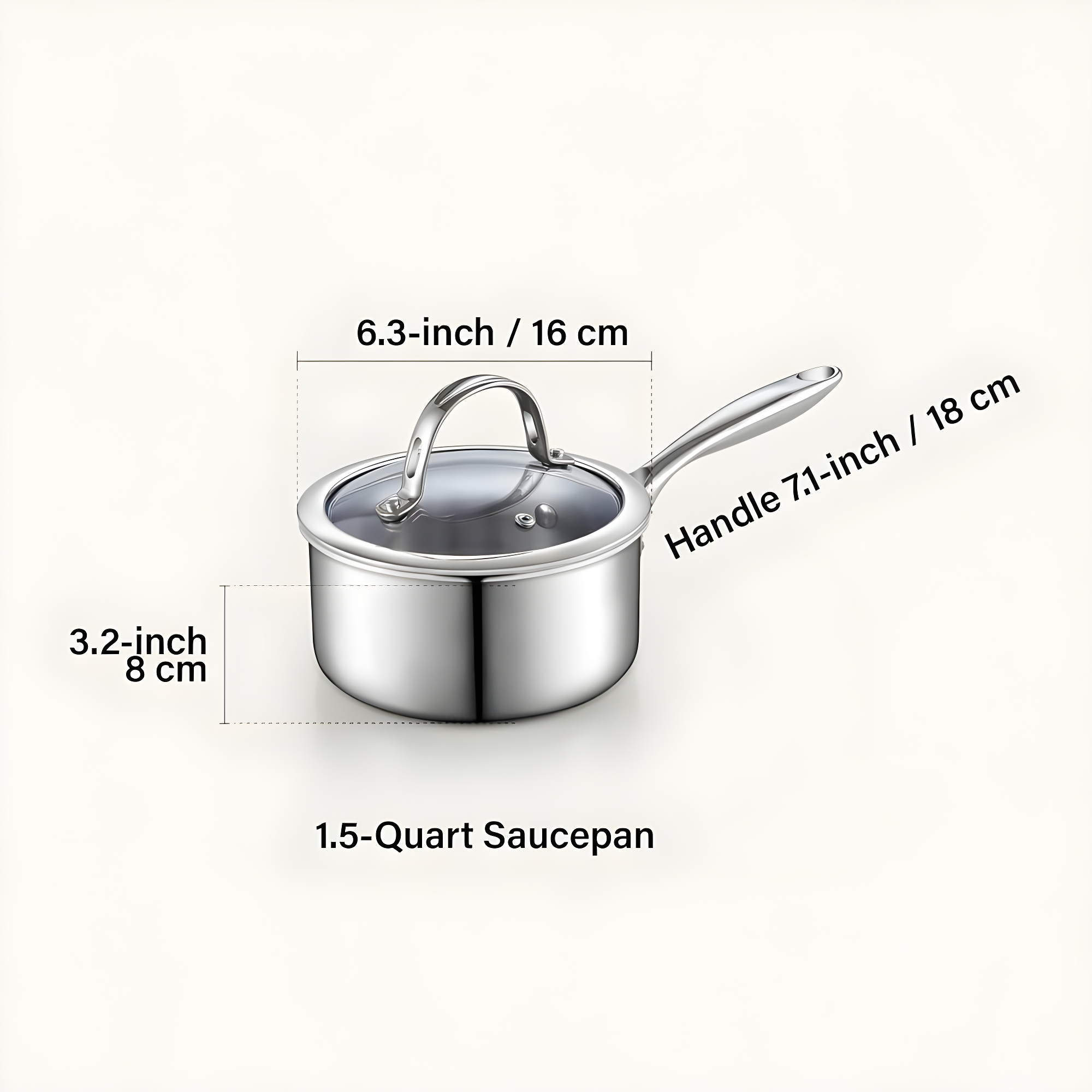 Cooks Standard Stainless Steel Saucepan With Lid, Multi-ply Clad Sauce Pot 3 Quart, Silver