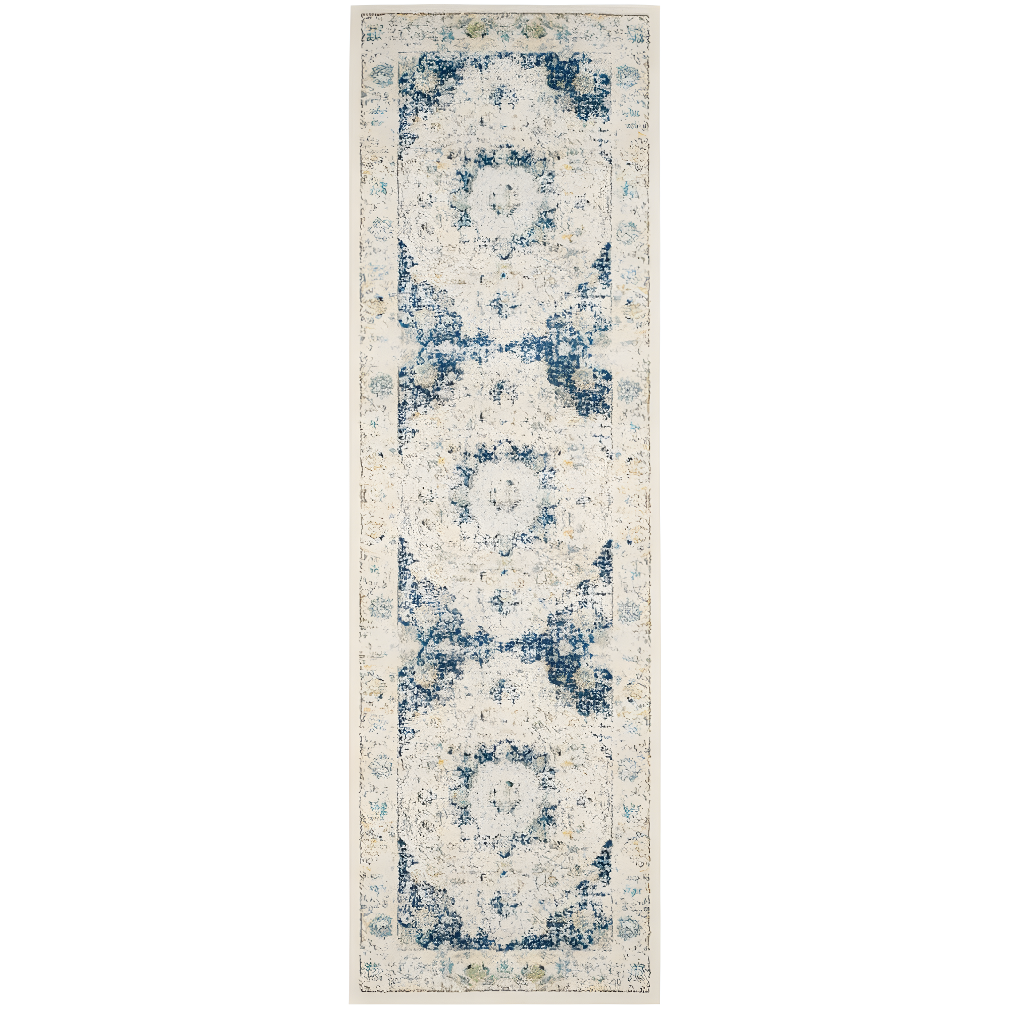 Evoke EVK220 Power Loomed Runner Rug - Ivory/Blue - 2'2"x9' - Safavieh.