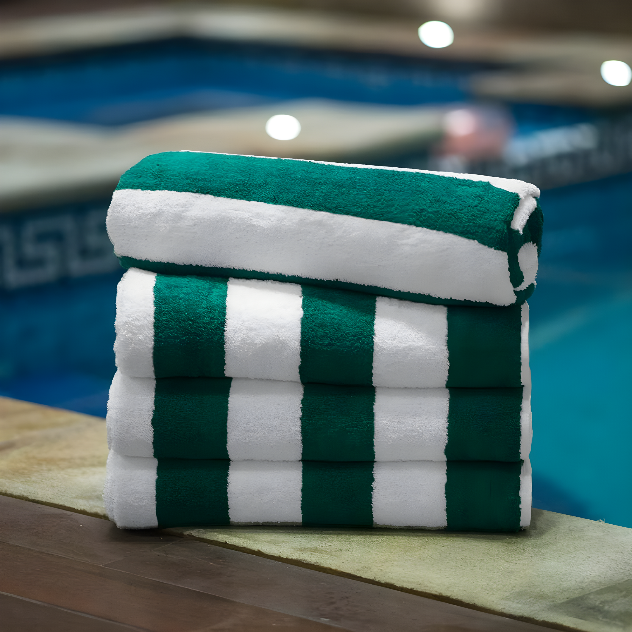 American Soft Linen Beach Towel, 100% Cotton Cabana Striped Beach Towel, 30 in by 60 in Soft Absorbent Beach Pool Towel
, Green