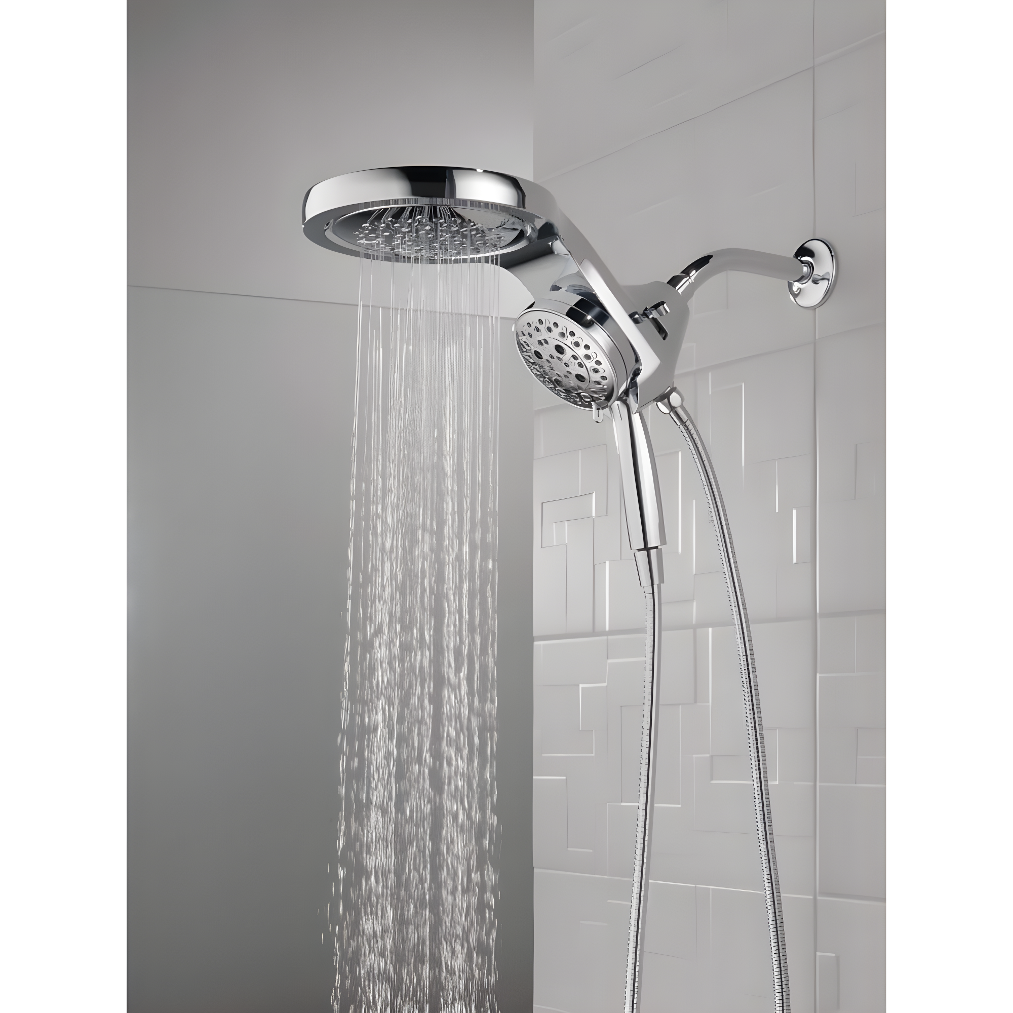 HydraChoice Hydrorain 5 Spray Dual Shower Head and Handheld Shower with H2Okinetic 2.5 GPM